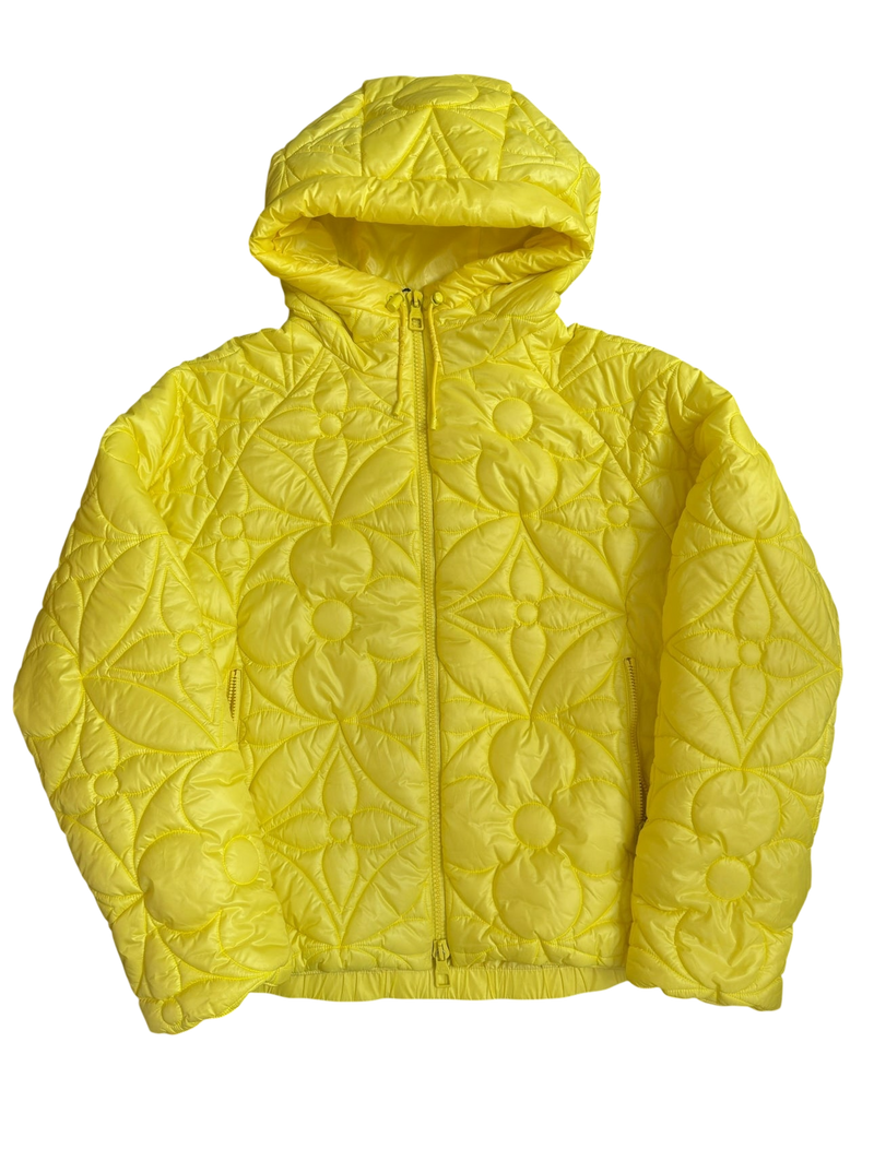 LOUIS VUITTON YELLOW FLOWER MONOGRAM PUFFER JACKET 48
