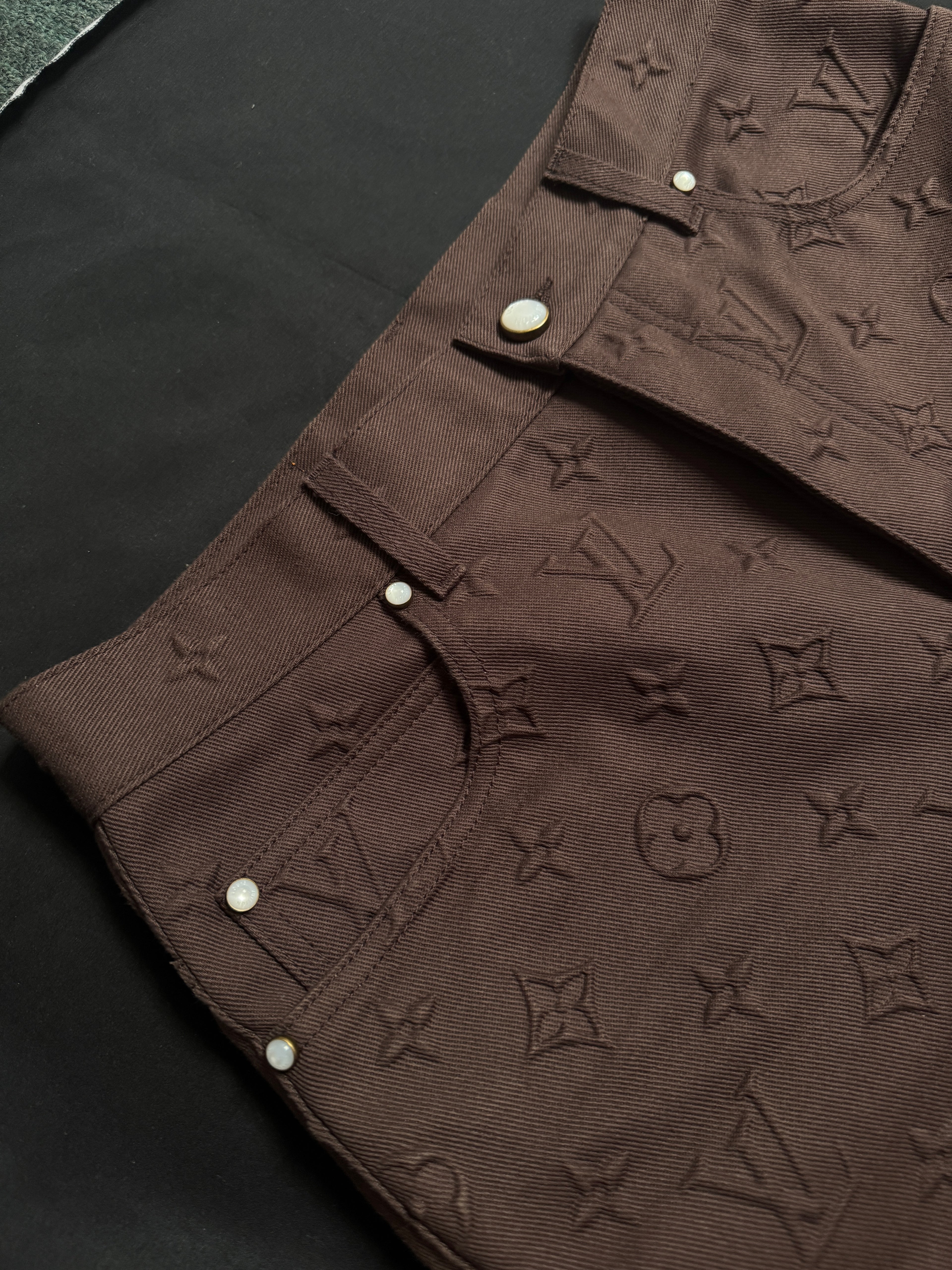 Louis Vuitton Brown Monogram Embossed Skate Jeans