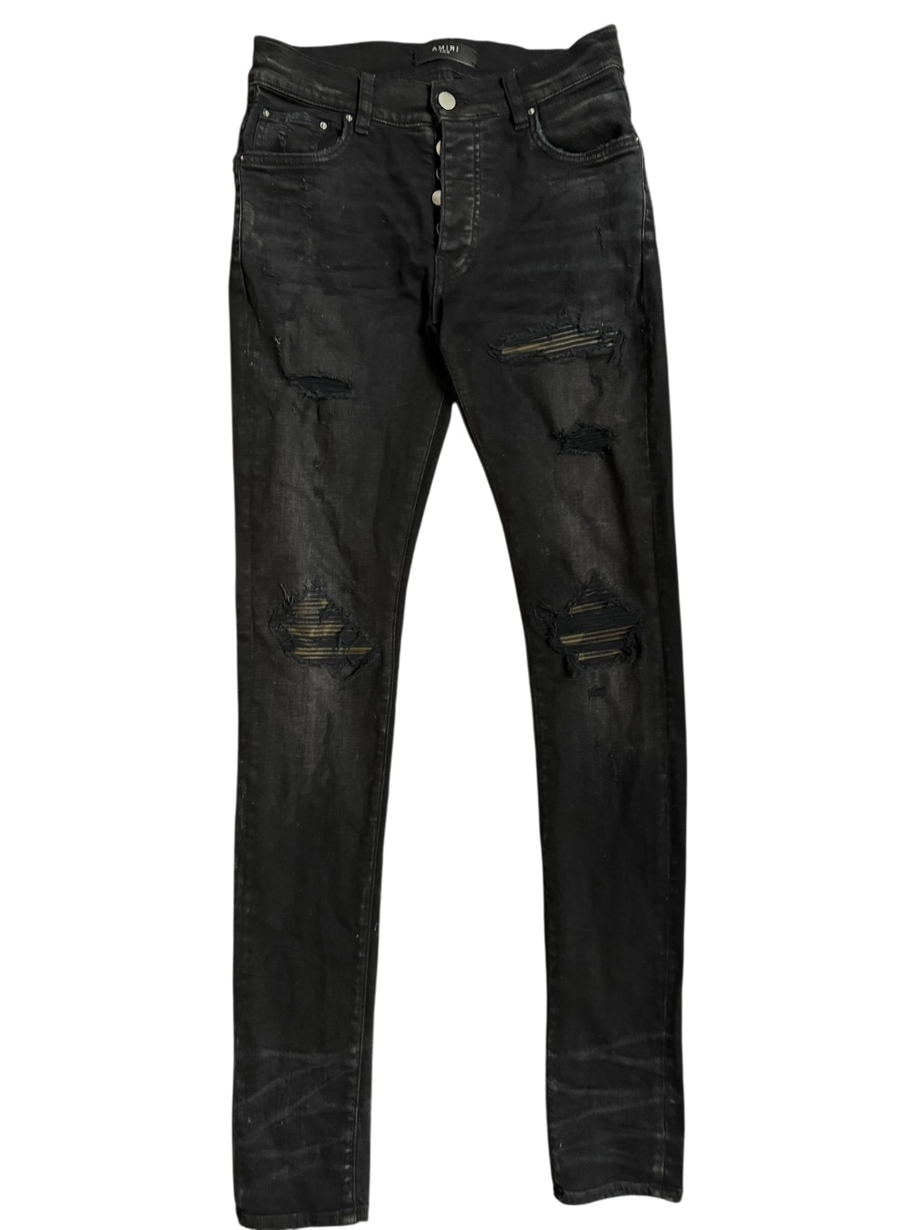 Amiri MX1 Black Camo Patch Jeans