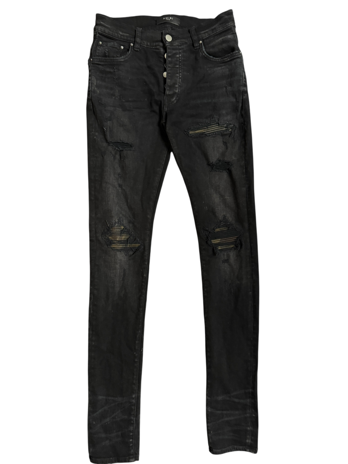 Amiri MX1 Black Camo Patch Jeans
