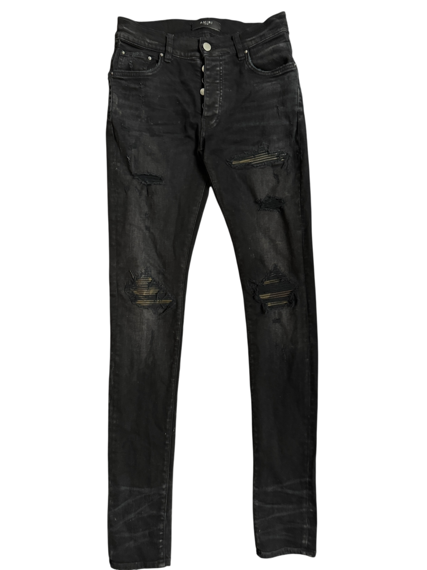 Amiri MX1 Black Camo Patch Jeans