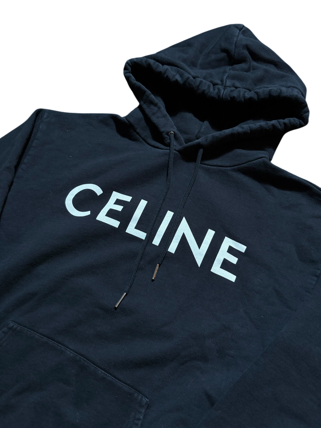 Celine Graphic Logo Loose Hoodie Black