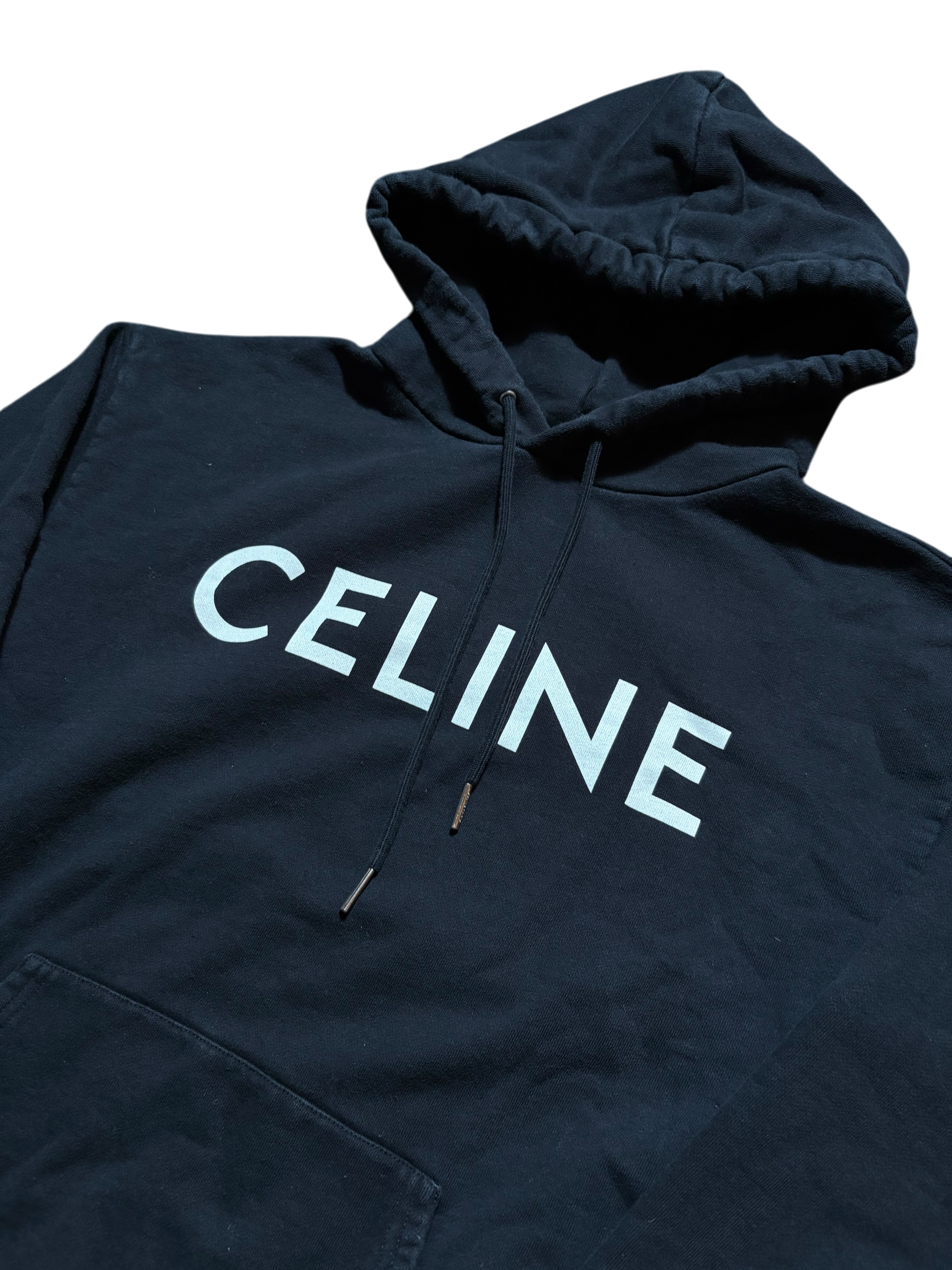 Celine Graphic Logo Loose Hoodie Black