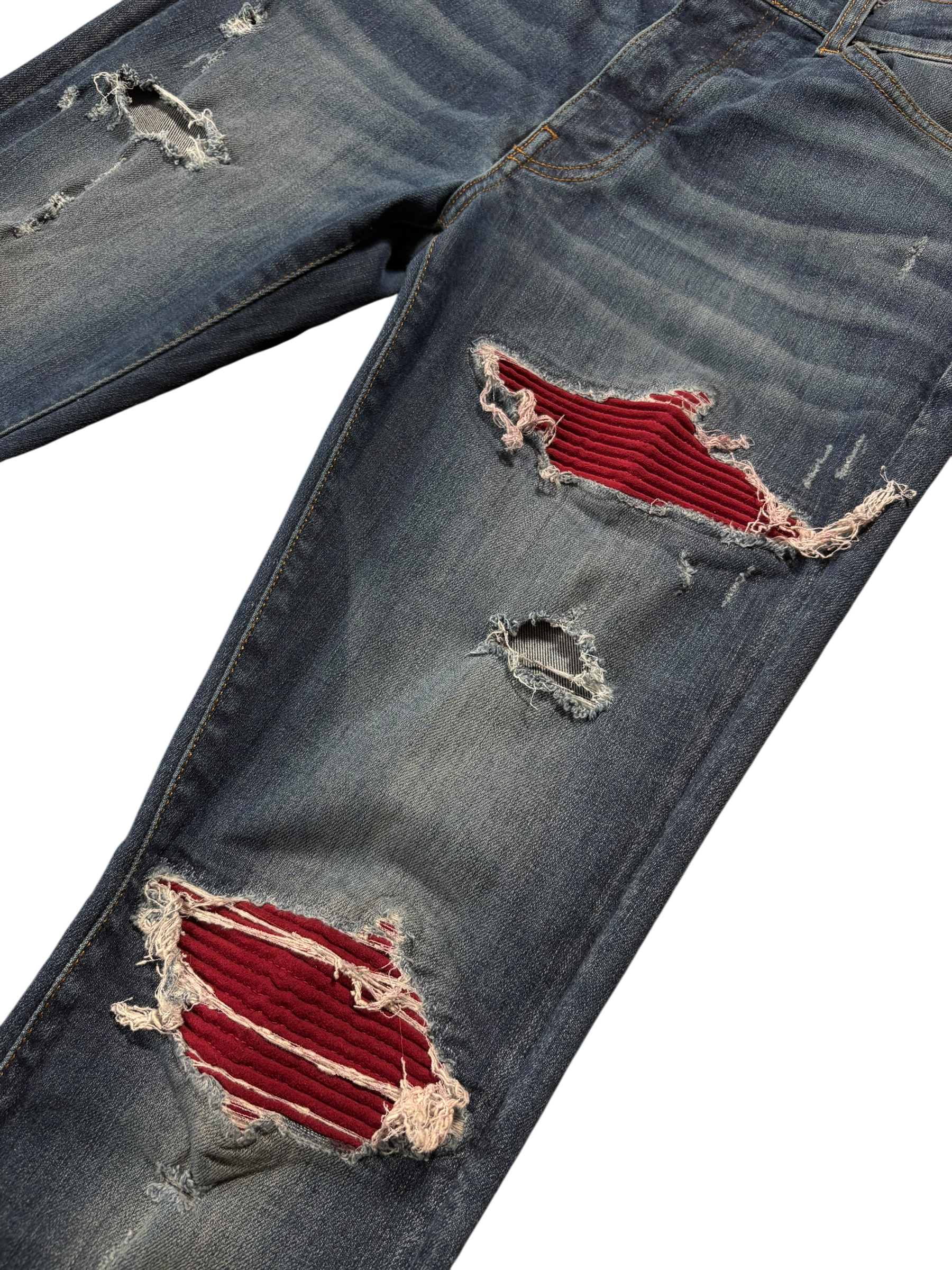 Amiri MX1 Dark Wash Red Patch Jeans