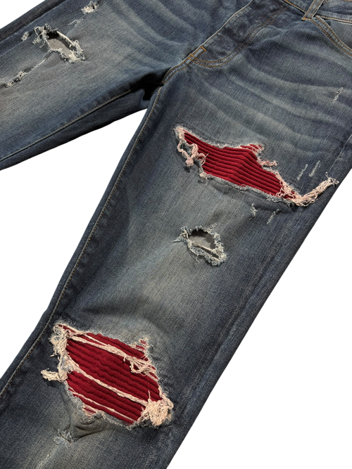 Amiri MX1 Dark Wash Red Patch Jeans