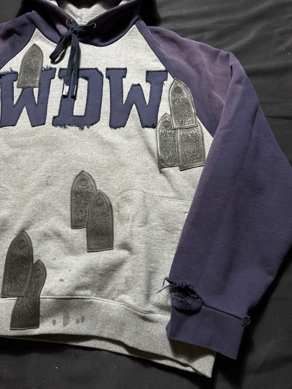 Who Decides War Faded Navy Grey Patch Hoodie