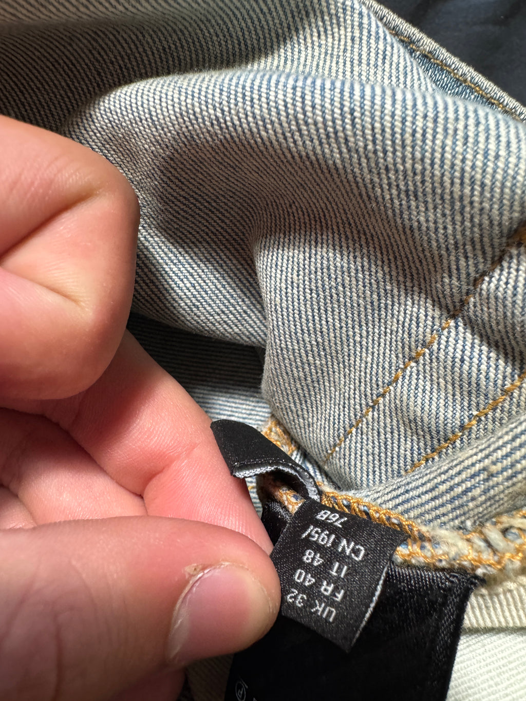 Amiri Mx1 Light Wash Green Plaid Patch Jeans