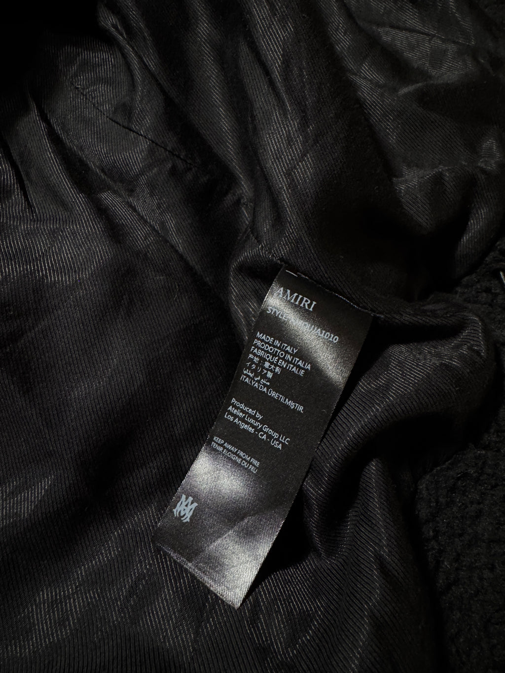 Amiri Bones Sherpa Fleece Zip Up Jacket Black