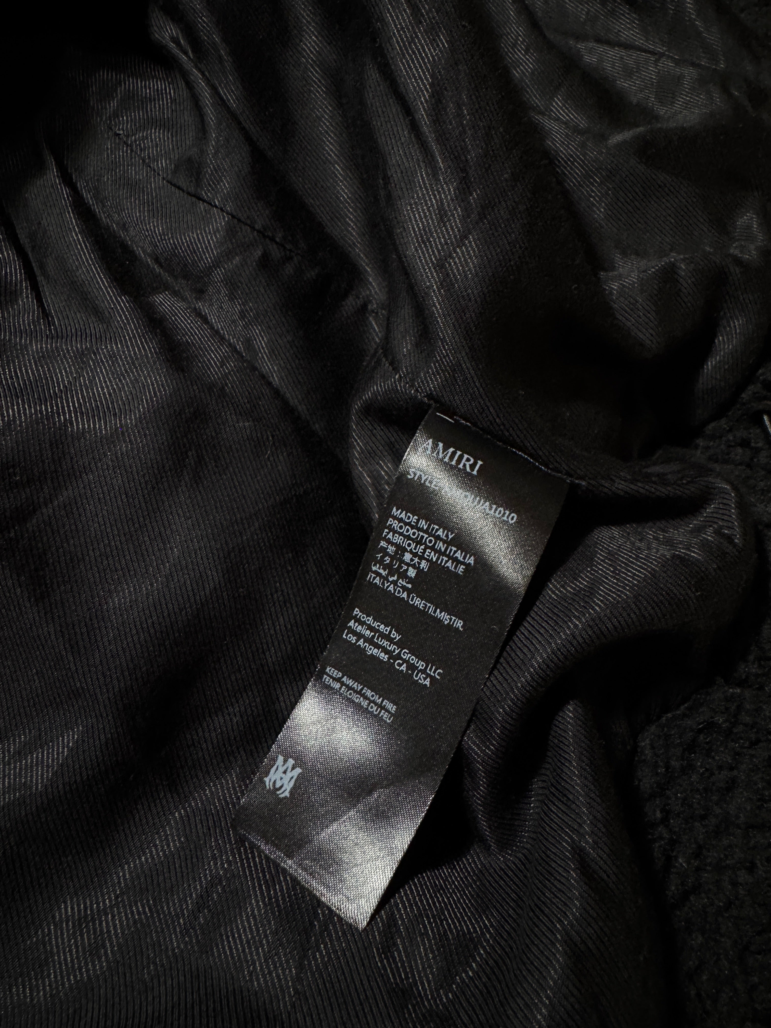 Amiri Bones Sherpa Fleece Zip Up Jacket Black