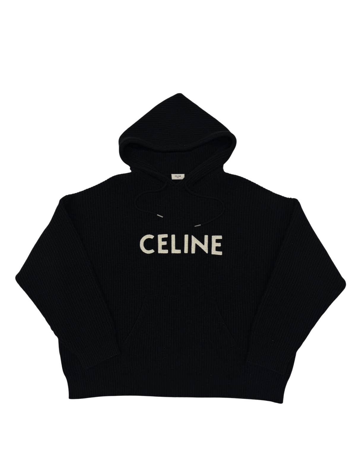 Celine Ribbed Wool Hooded Sweater - Size L