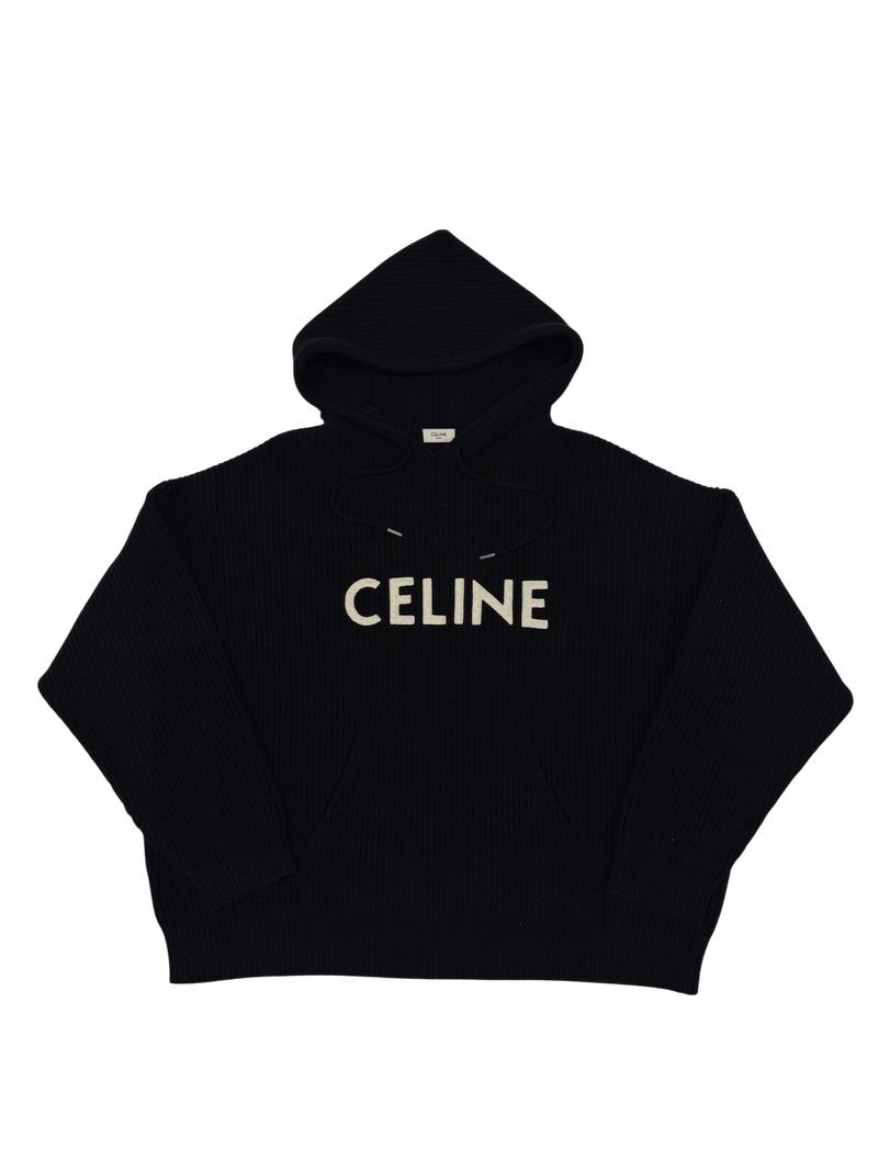 Celine Ribbed Wool Hooded Sweater - Size L