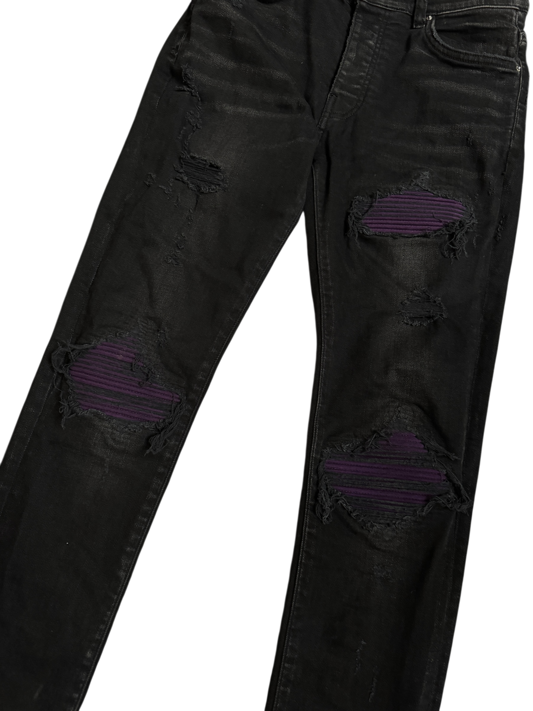 Amiri MX1 Black Purple Patch Jeans