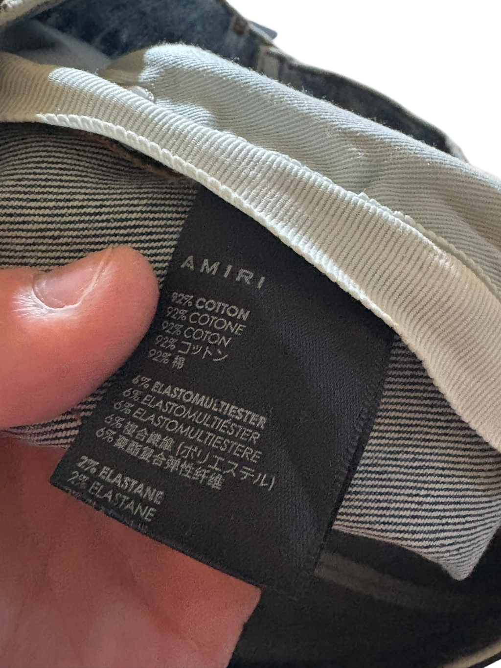 Amiri Pink Side Logo Light Wash Blue Jeans