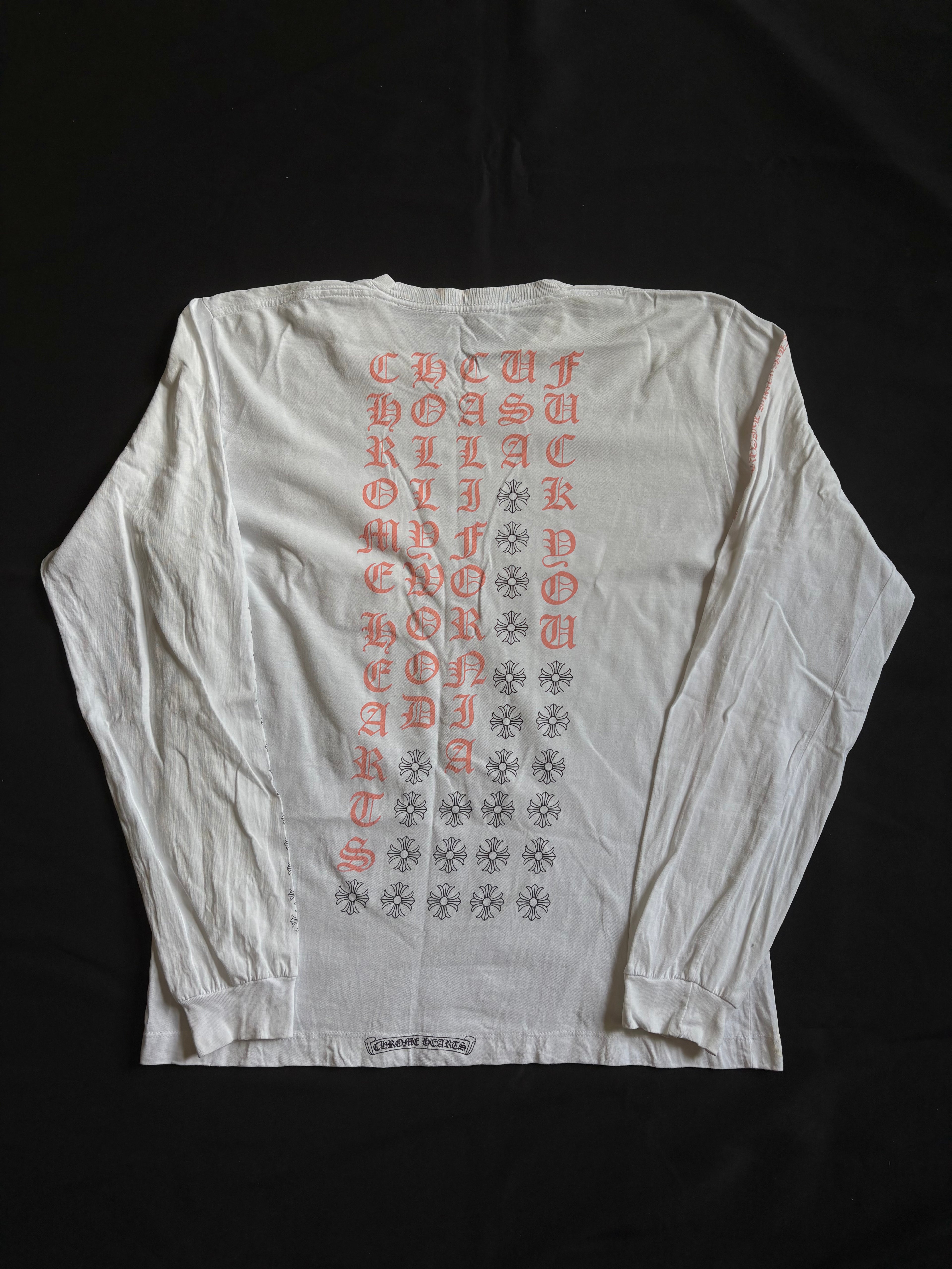 Chrome Hearts Pink Letter Vertical Logo Long Sleeve - Size L