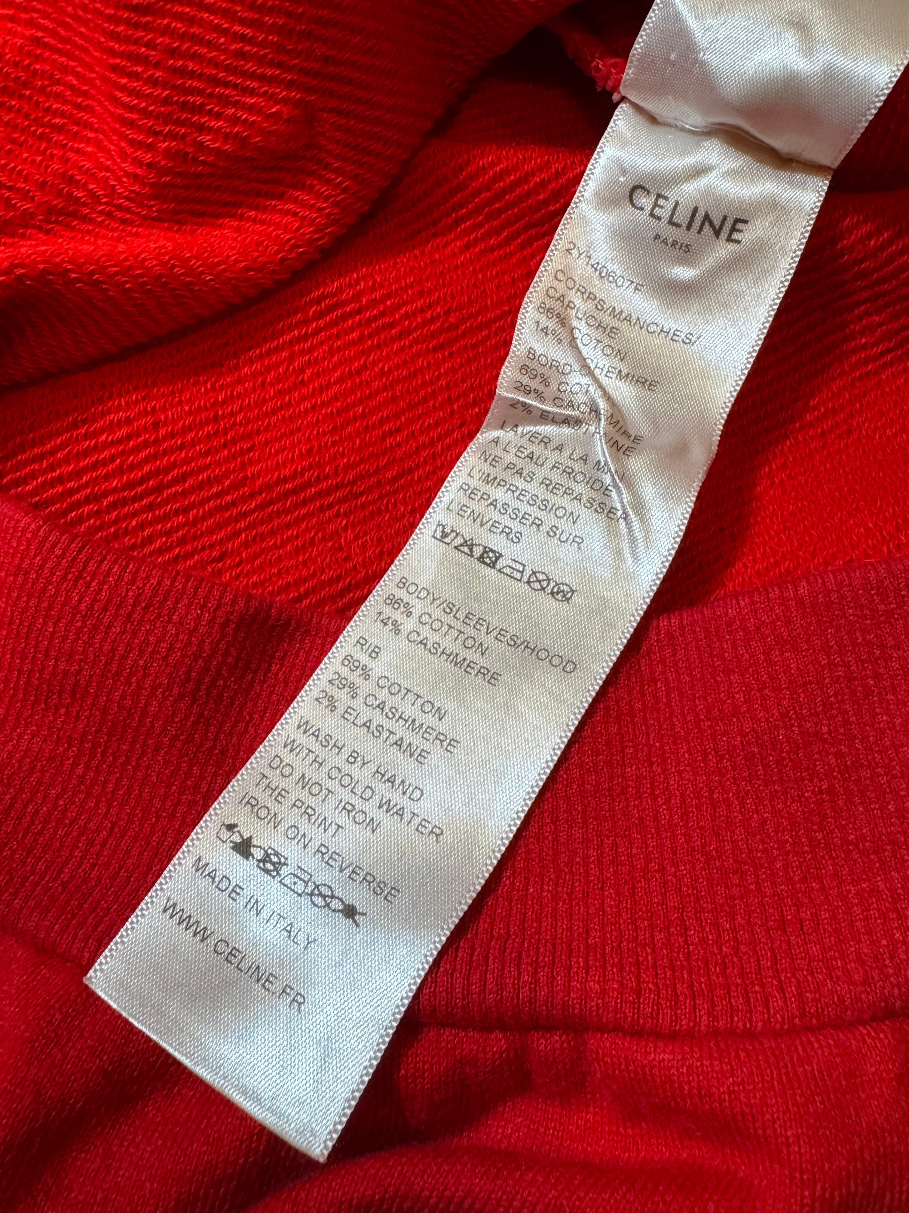 Celine Paris Logo Red Hoodie - Size M