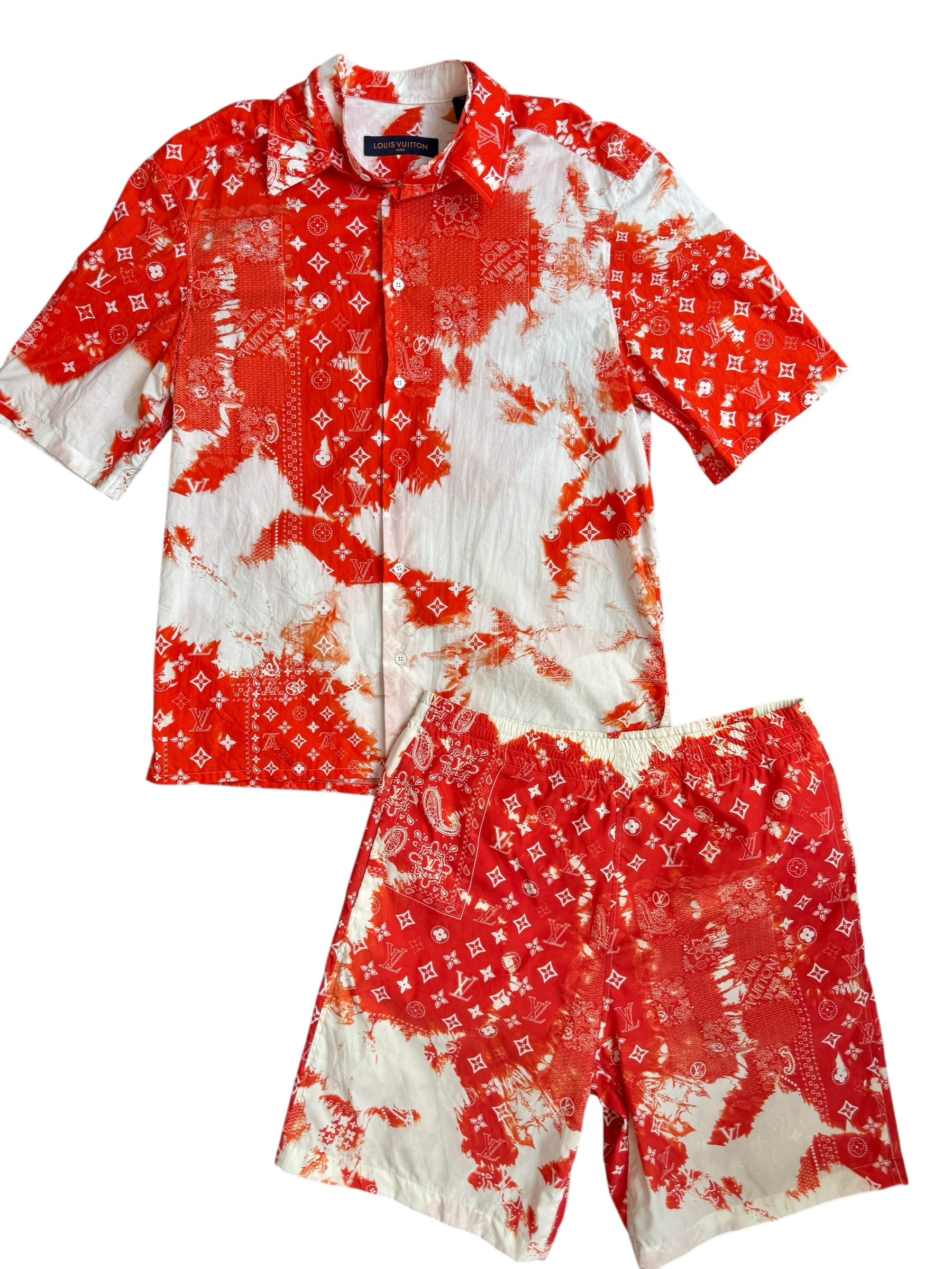 Louis Vuitton Orange Bandana Bleached Set - Size M