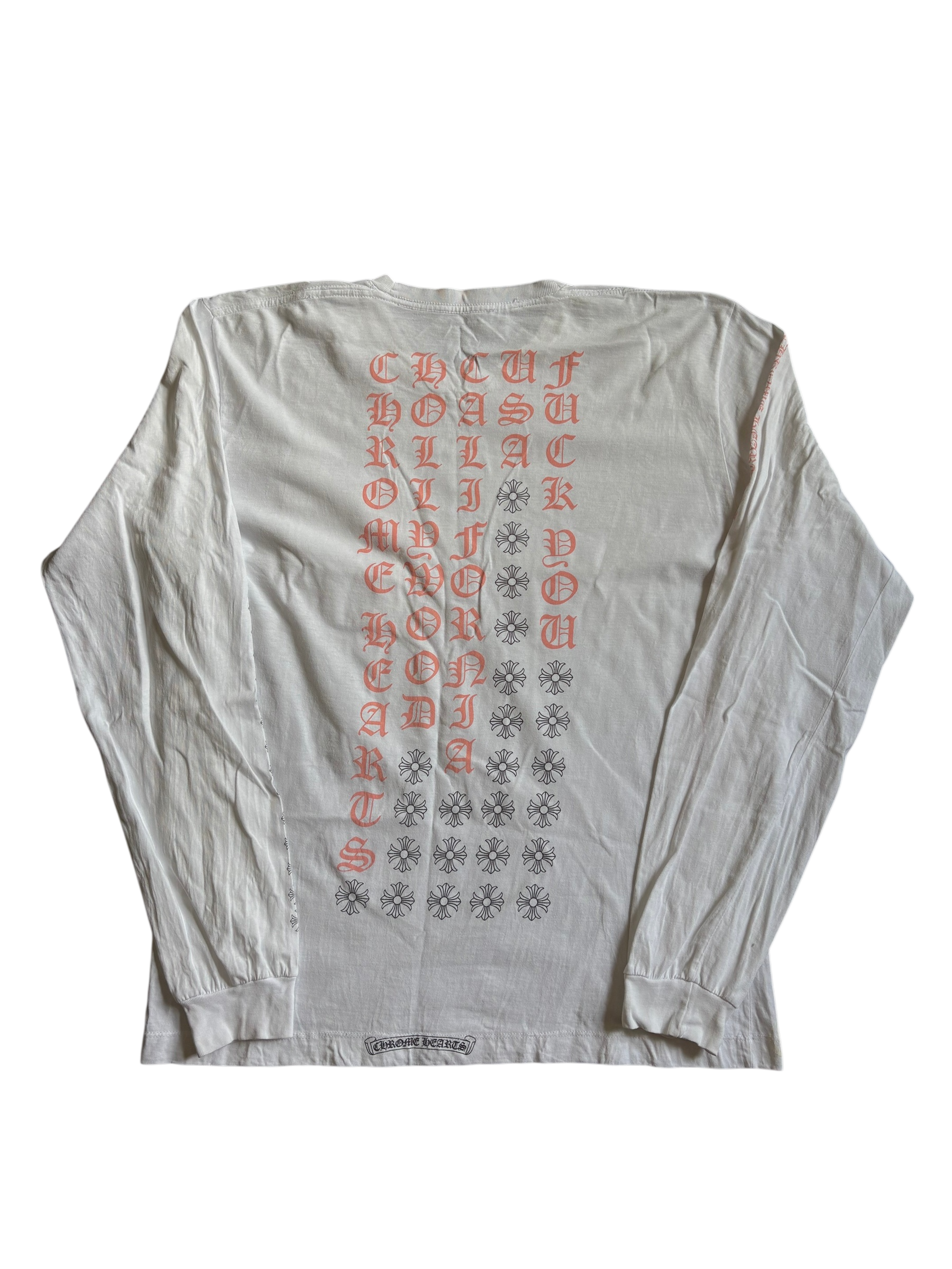 Chrome Hearts Pink Letter Vertical Logo Long Sleeve