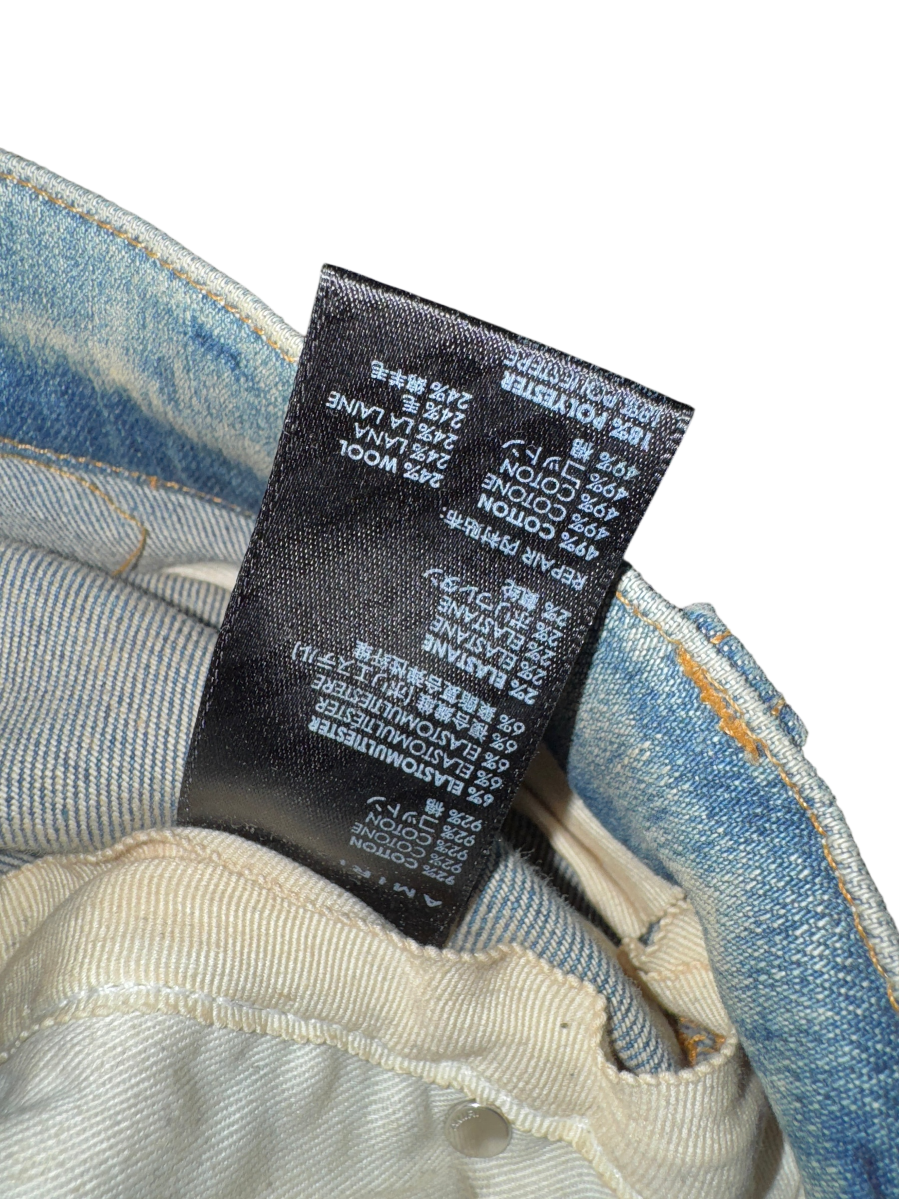 Amiri MX1 Light Wash Boucle Patch Jeans
