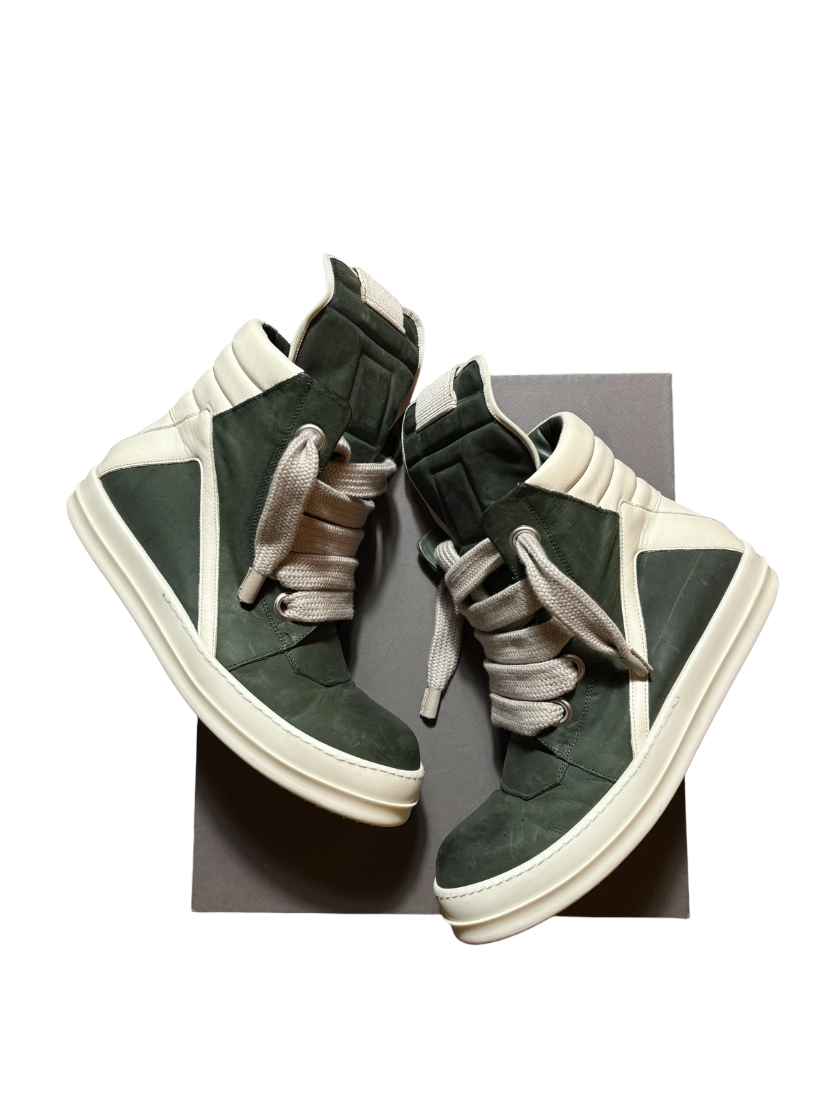 Rick Owens Green Jumbo Lace Geobasket Sneakers - 12