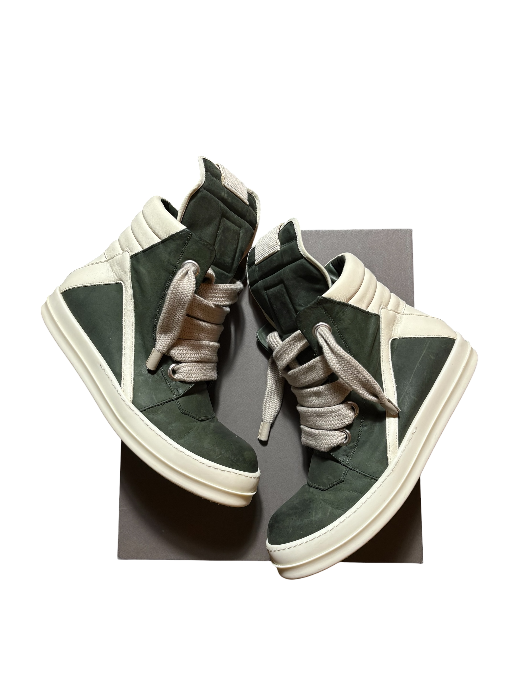 Rick Owens Green Jumbo Lace Geobasket Sneakers - 12