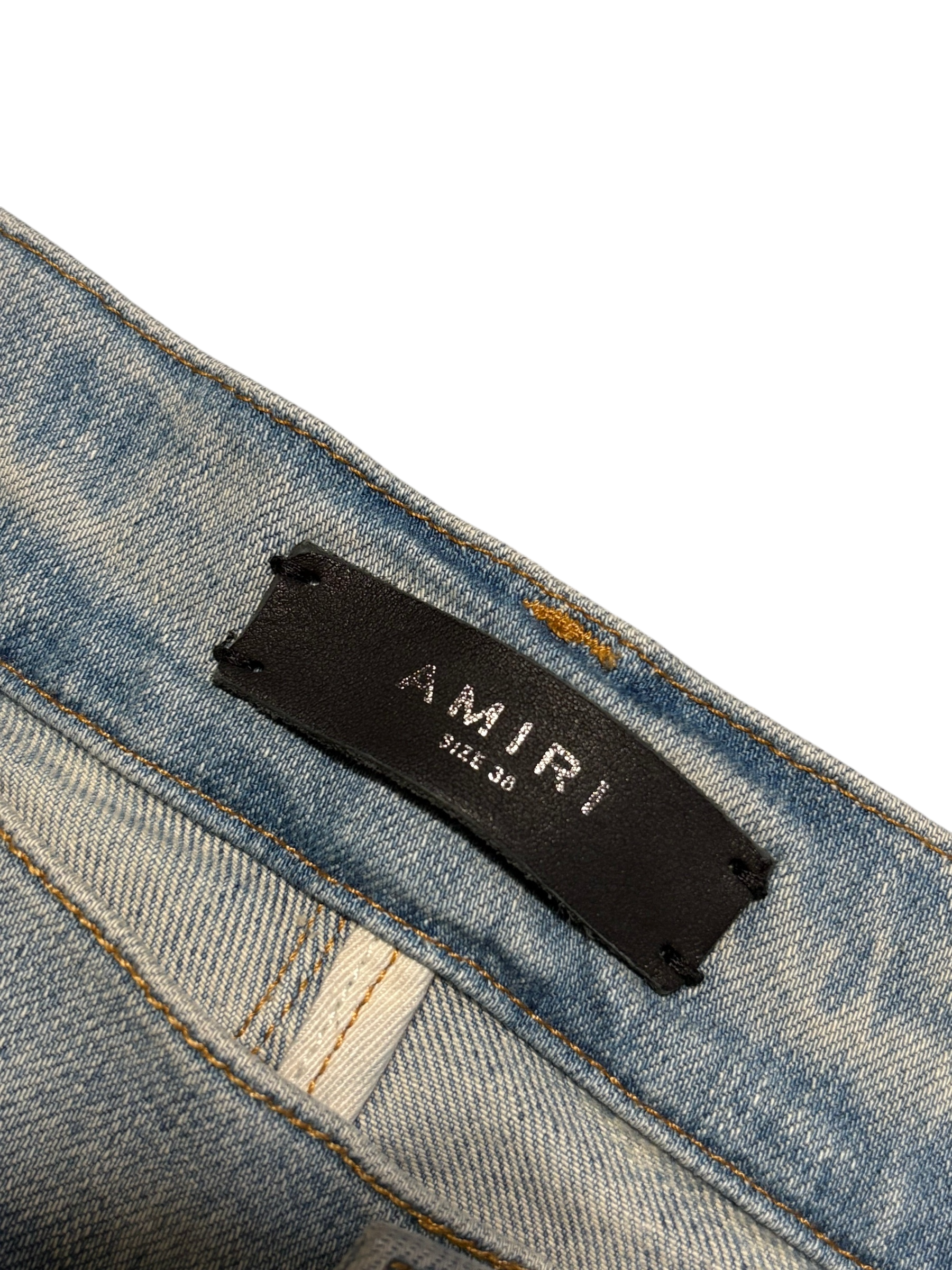 Amiri MX1 Jeans Light Wash Black Patch