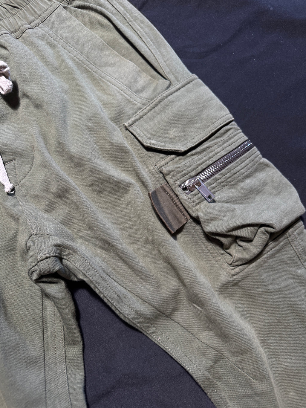 Rick Owens GETHSEMANE GREEN MASTADON CARGO SWEATPANTS