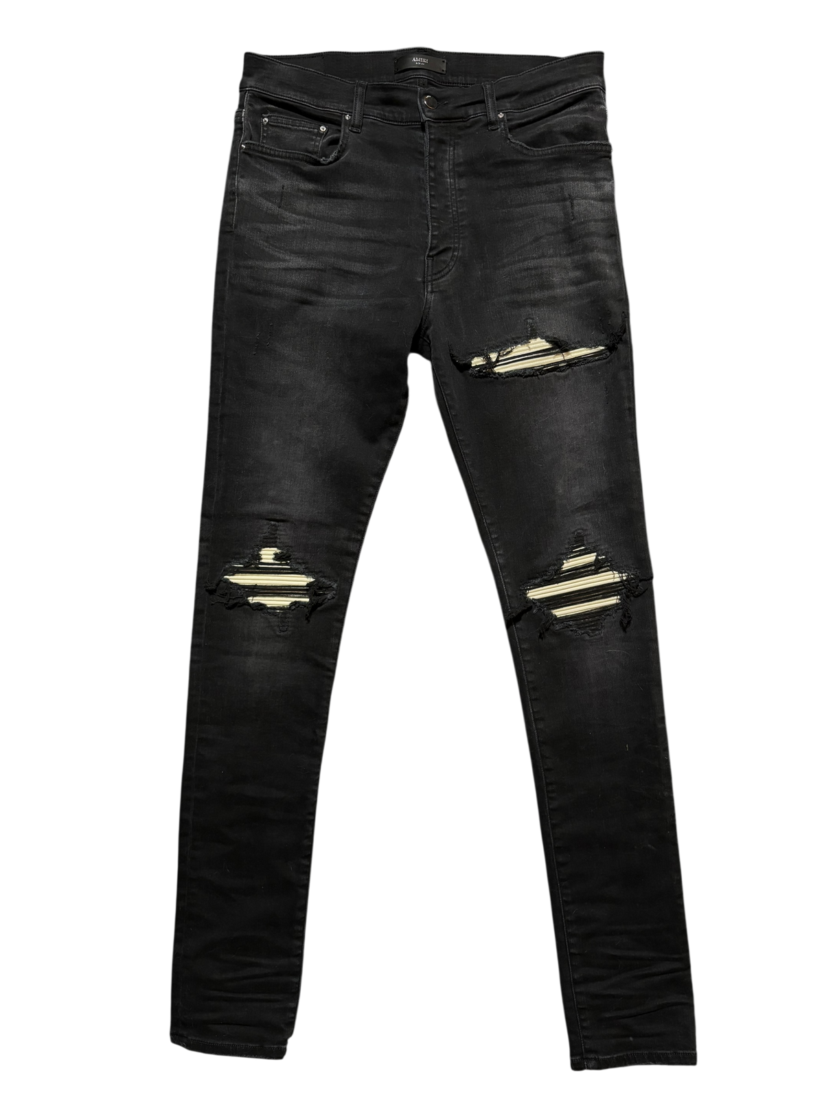 Amiri MX1 Black White Patch Jeans - Size 34