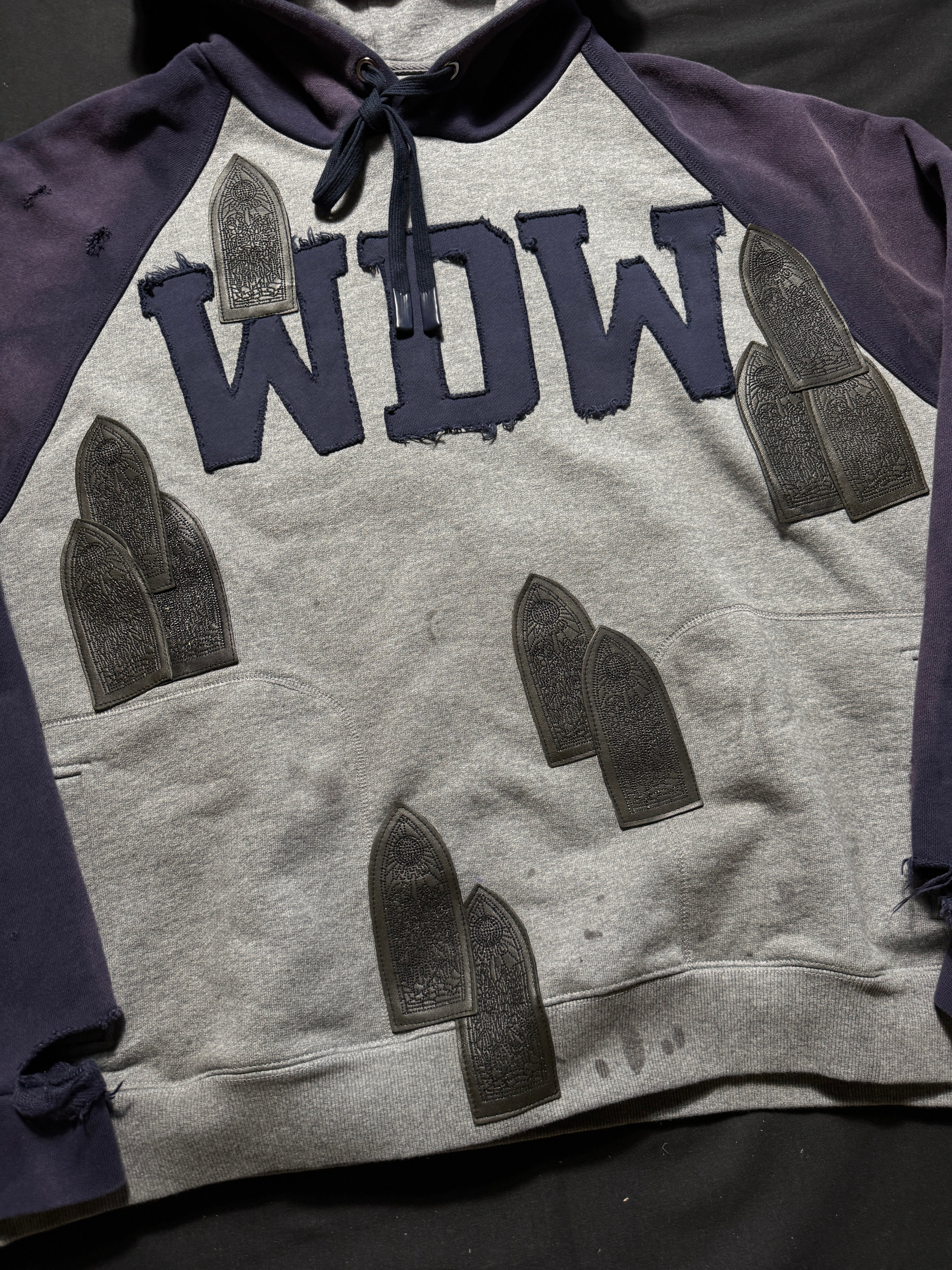 Who Decides War Faded Navy Grey Patch Hoodie