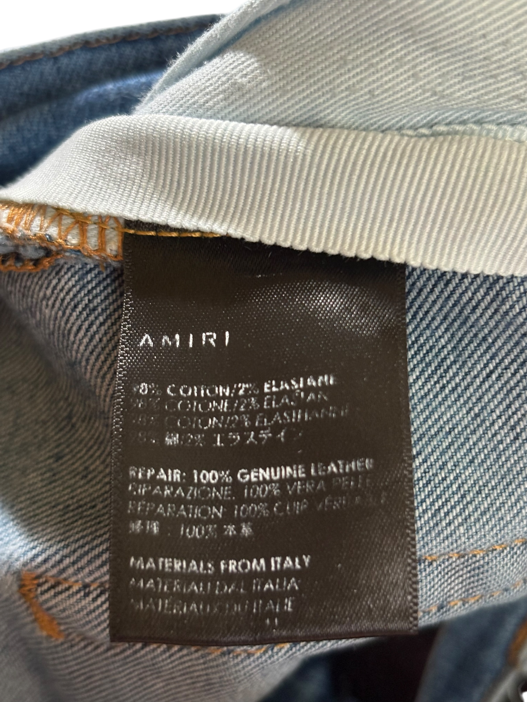 Amiri MX1 LightWash Black Patch Jeans - Size 38
