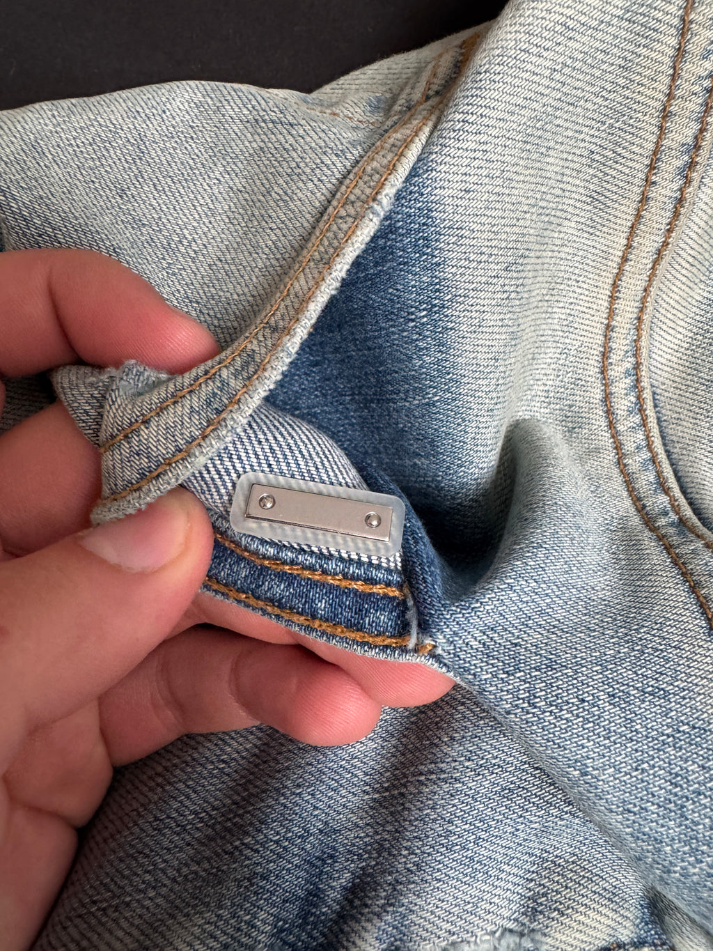 Amiri MX1 Light Wash Black Patch Jeans