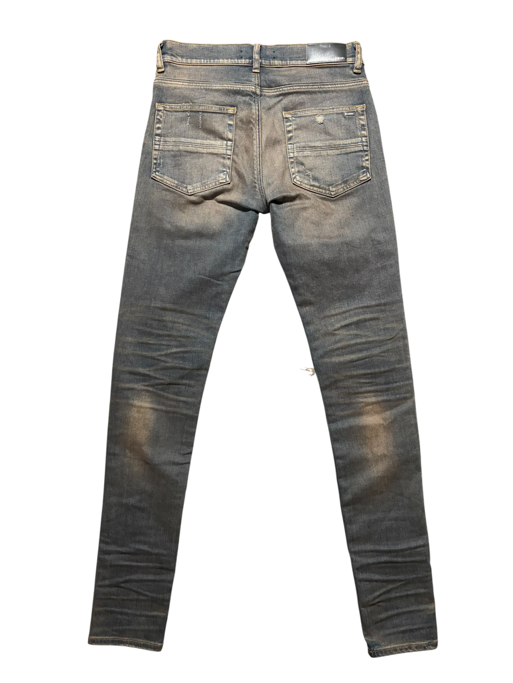 Amiri MX1 Dark Indigo Yellow Patch Jeans - Size 30