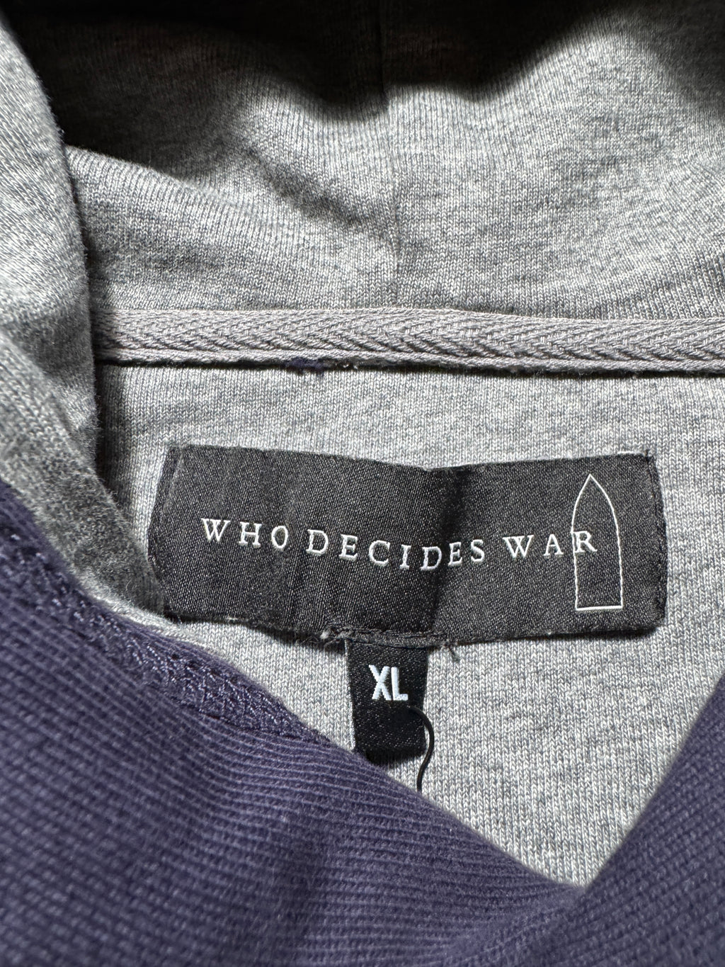 Who Decides War Faded Navy Grey Patch Hoodie
