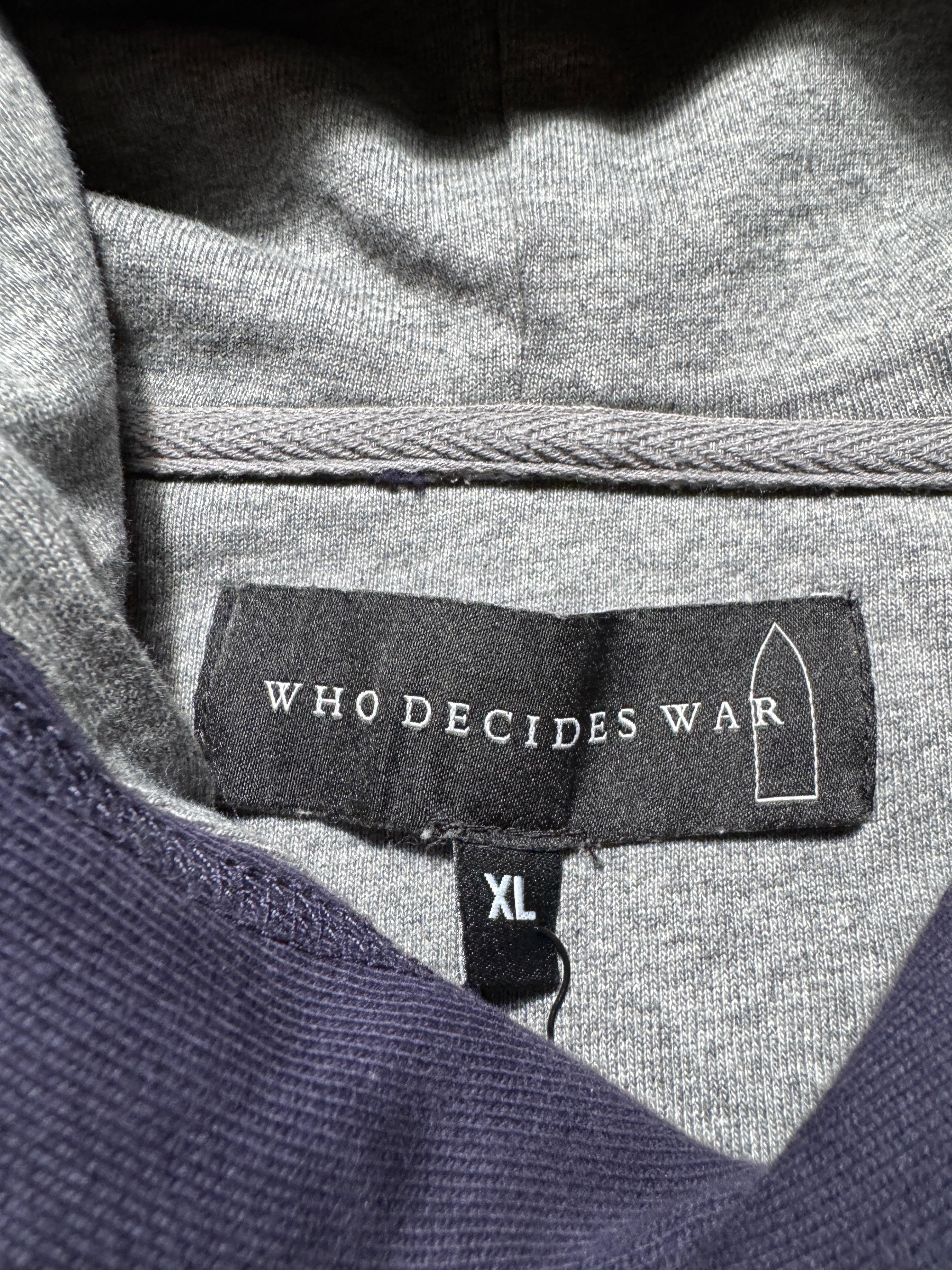 Who Decides War Faded Navy Grey Patch Hoodie