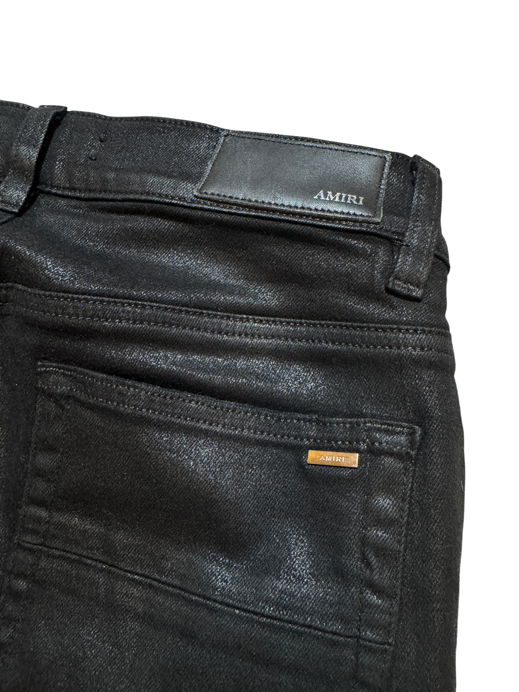 Amiri MX1 Waxed Black Jeans - Size 28