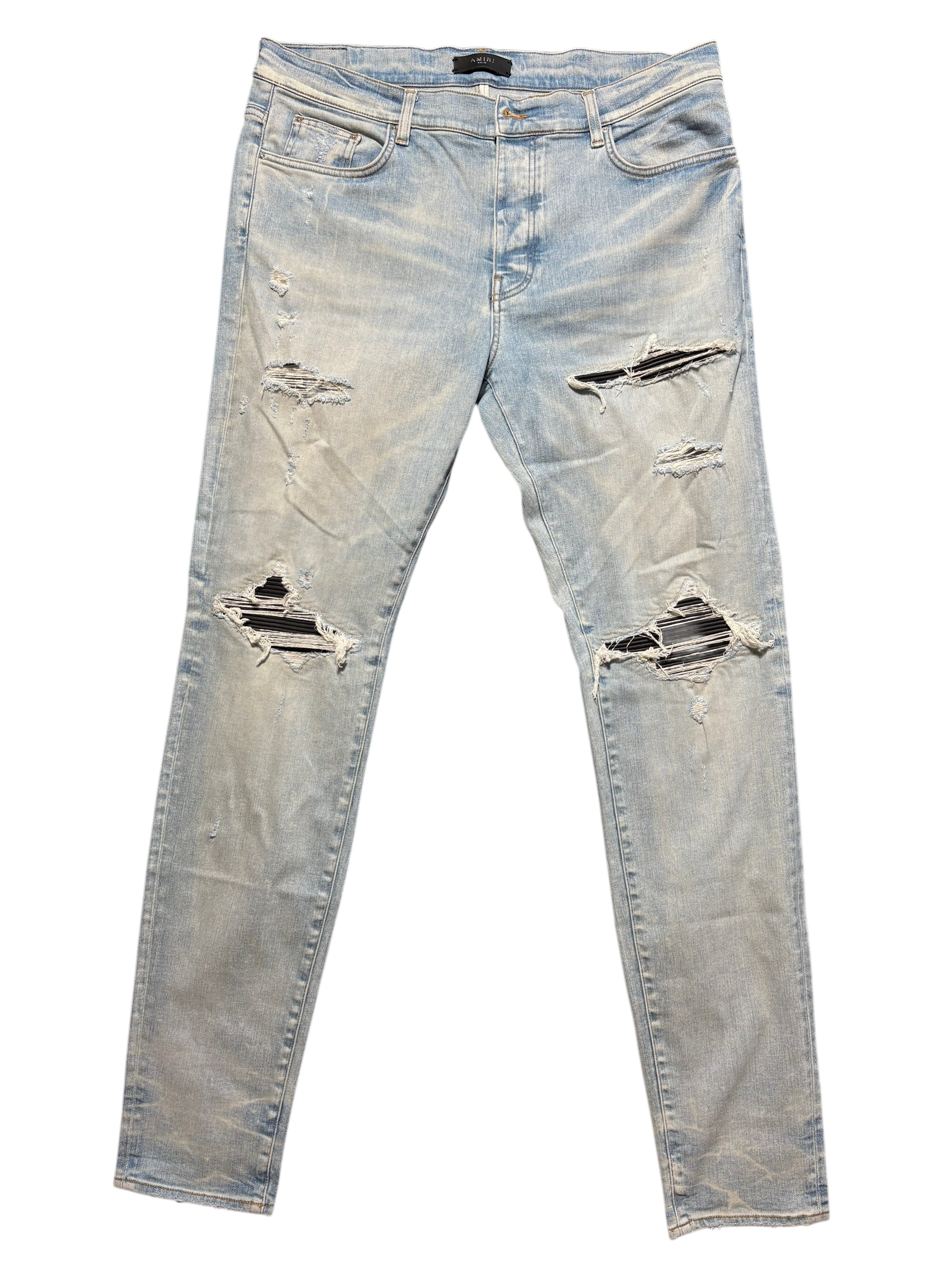 Amiri MX1 Jeans Light Wash Black Patch