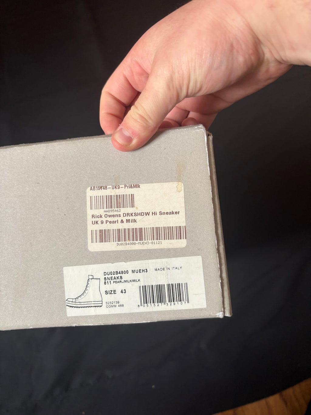 Rick Owens DRKSHDW Hi Sneaker Pearl & Milk
- Size 43