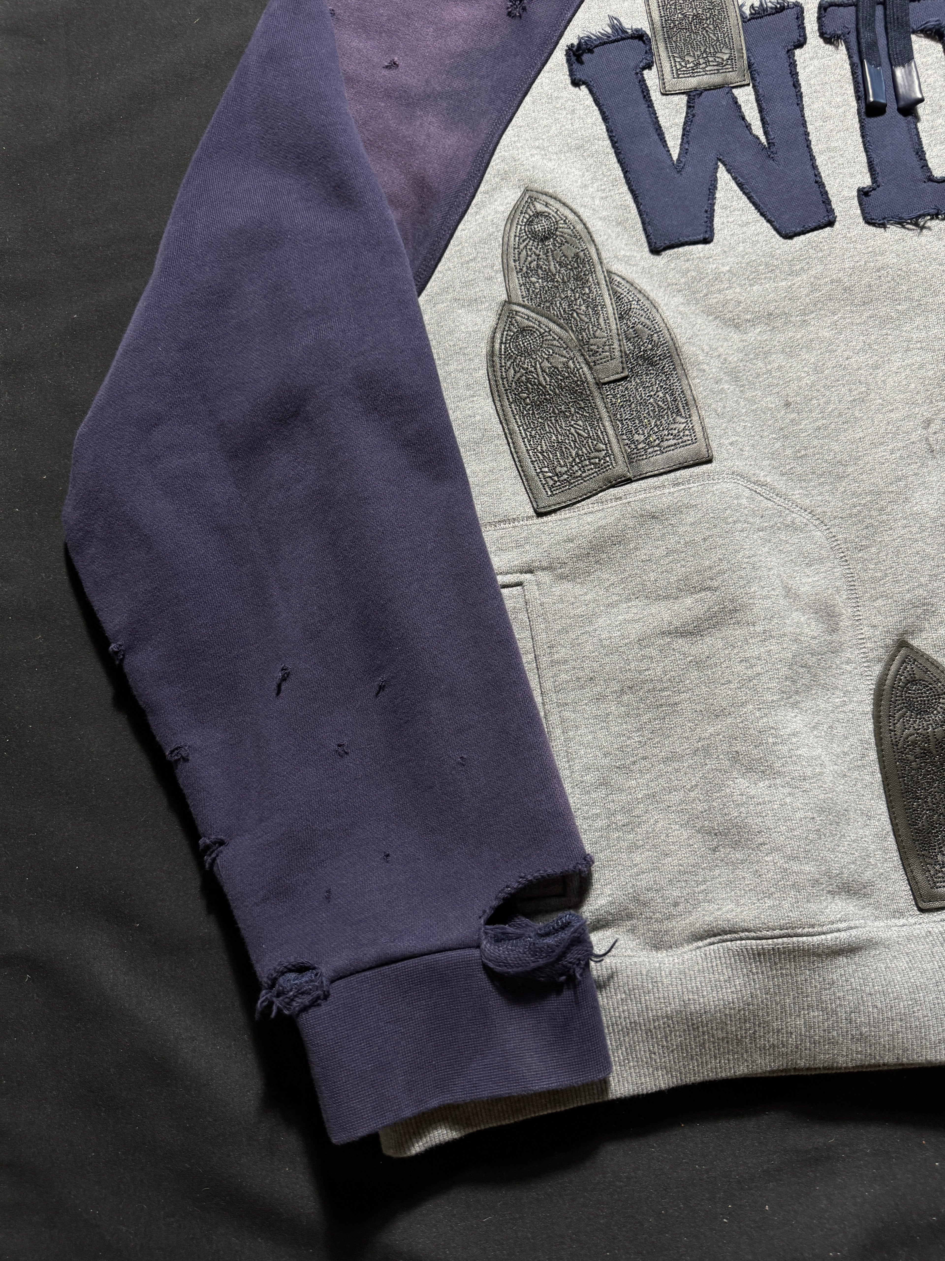 Who Decides War Faded Navy Grey Patch Hoodie