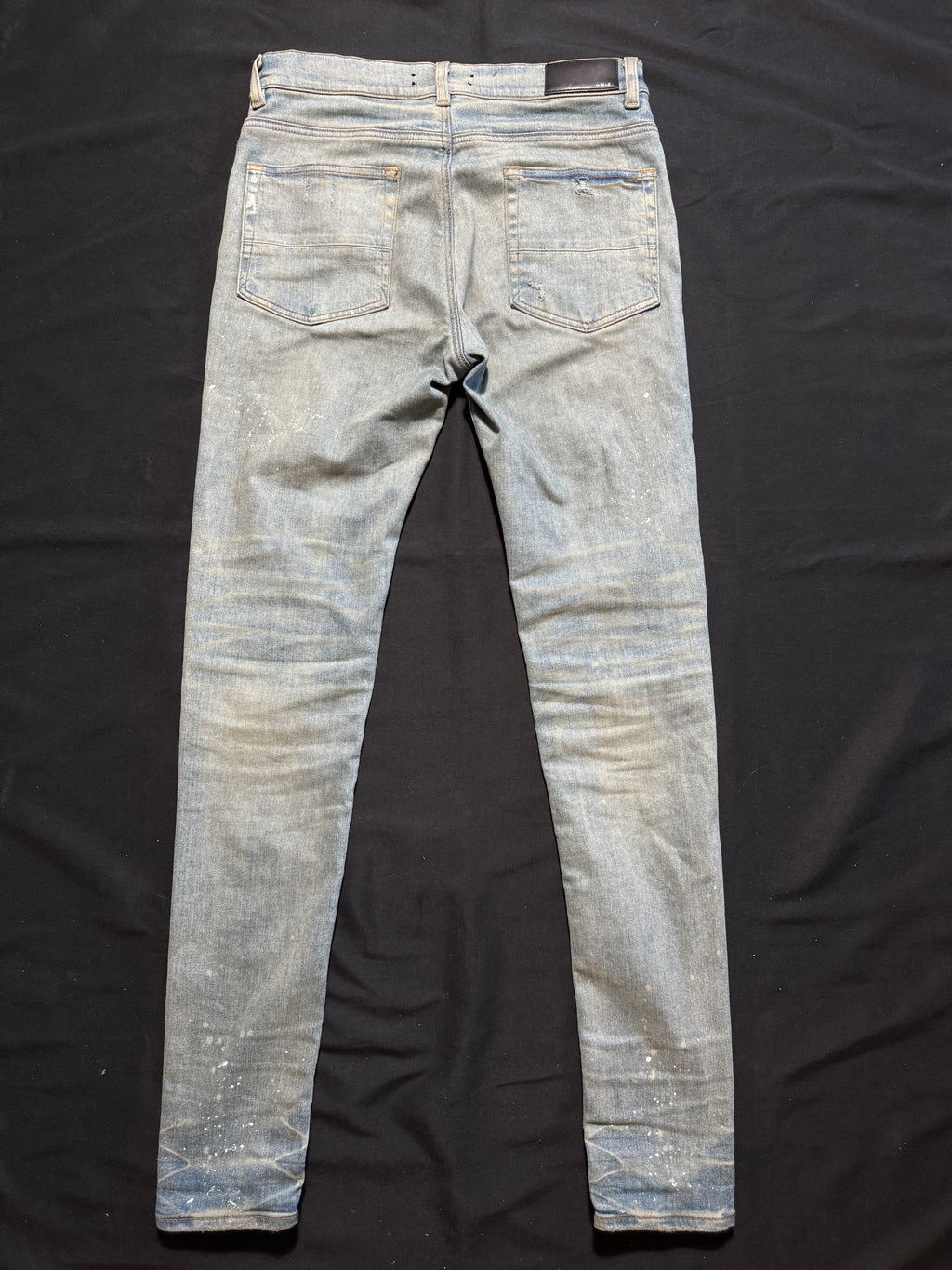 Amiri Mx1 Light Wash Green Plaid Patch Jeans