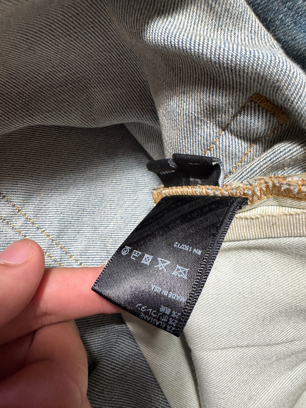 Amiri Mx1 Light Wash Green Plaid Patch Jeans