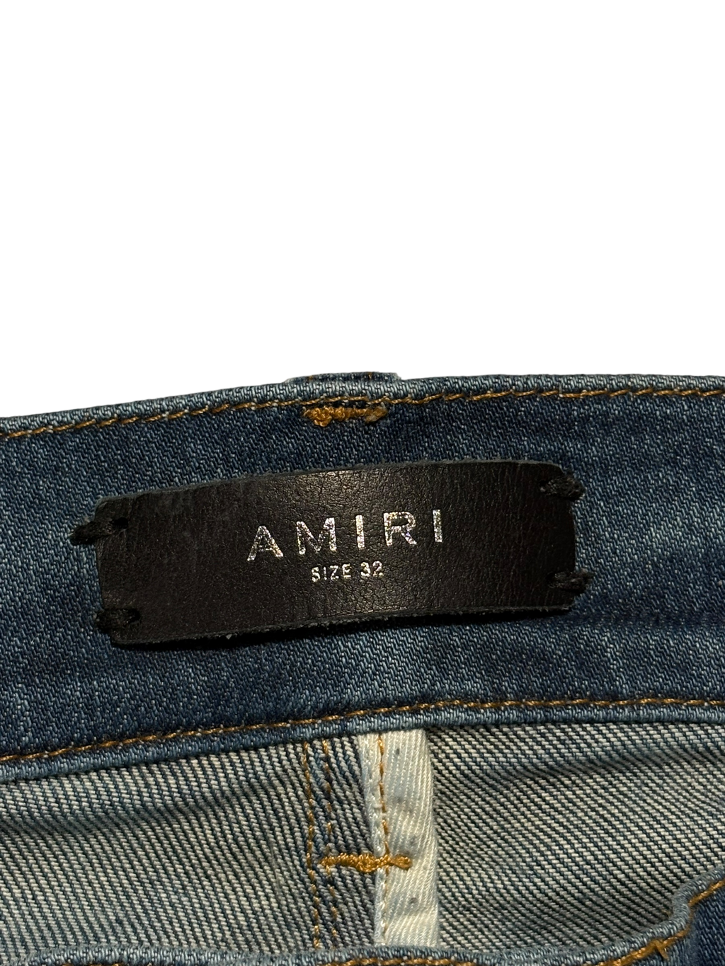 Amiri MX1 Dark Wash Red Patch Jeans