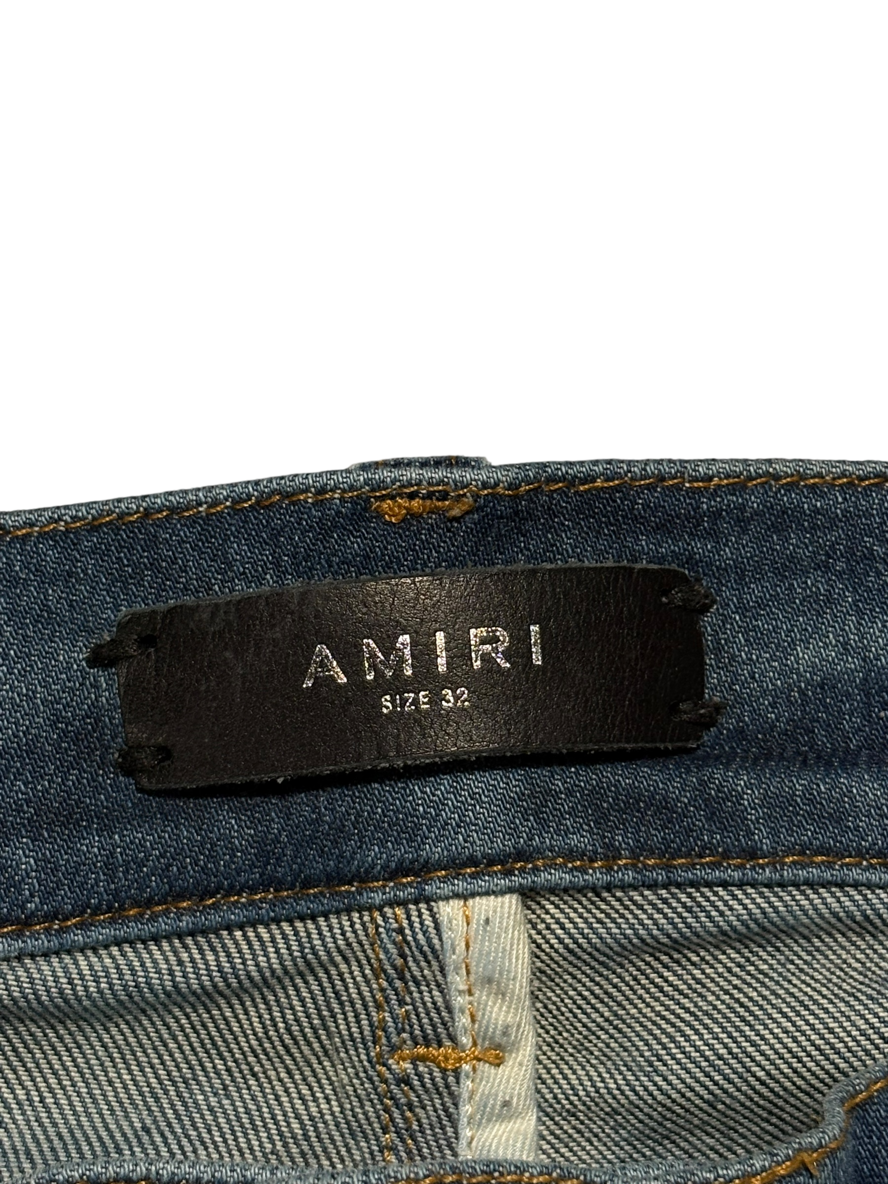 Amiri MX1 Dark Wash Red Patch Jeans