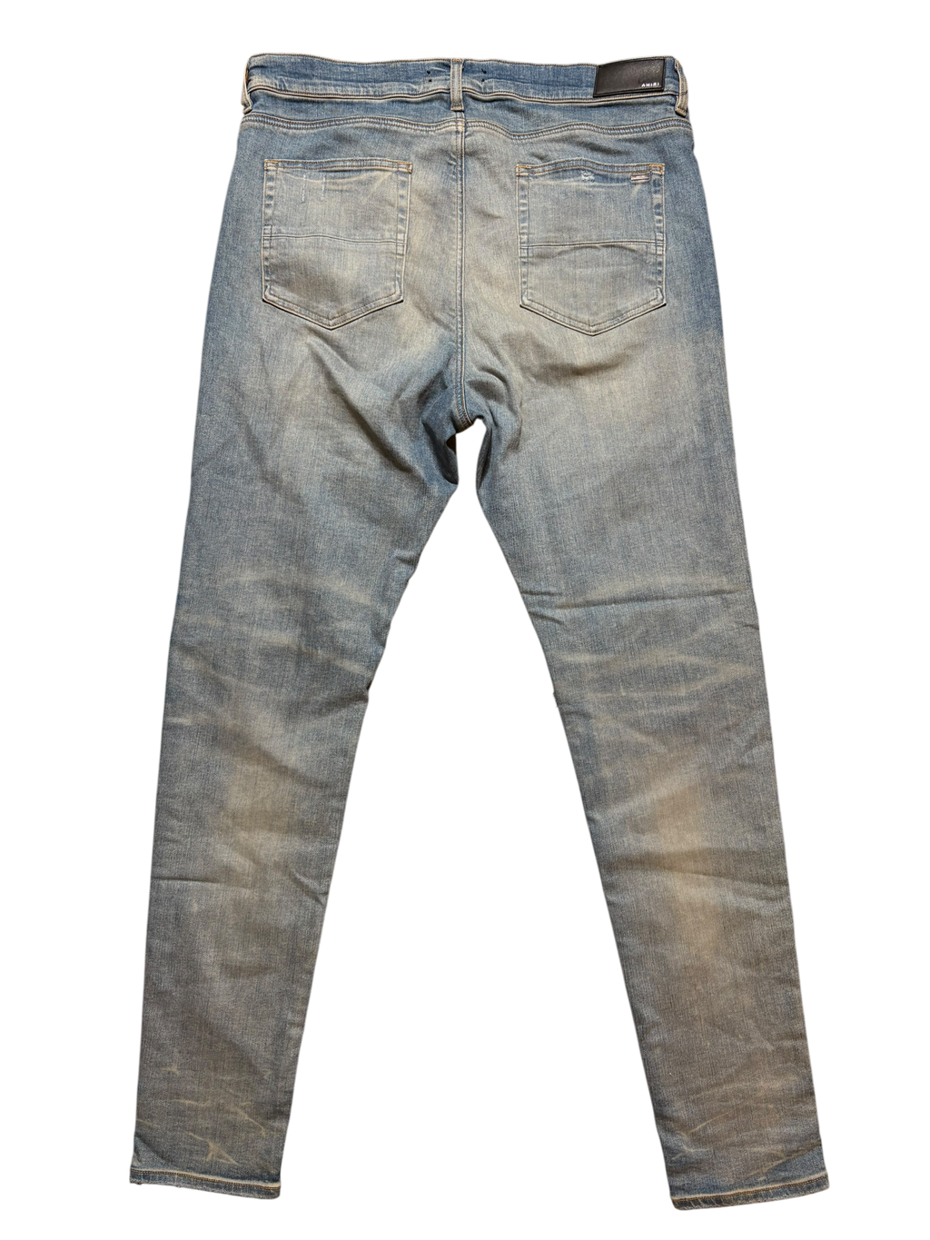Amiri MX1 Light Wash White Patch Jeans - Size 40