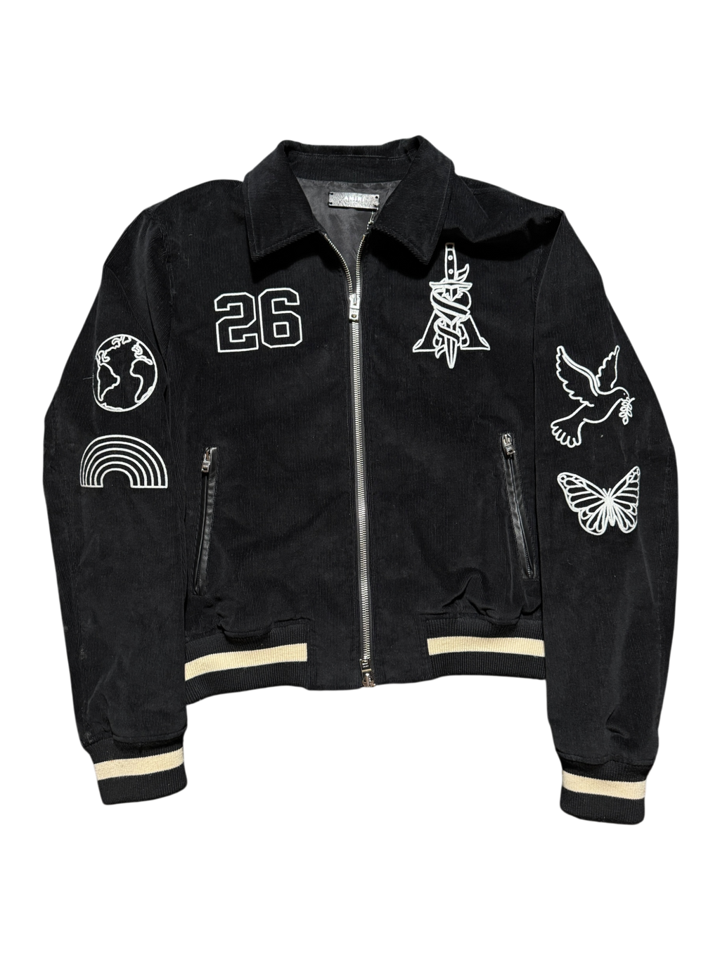 Amiri Corduroy Brothers Varsity Jacket Black