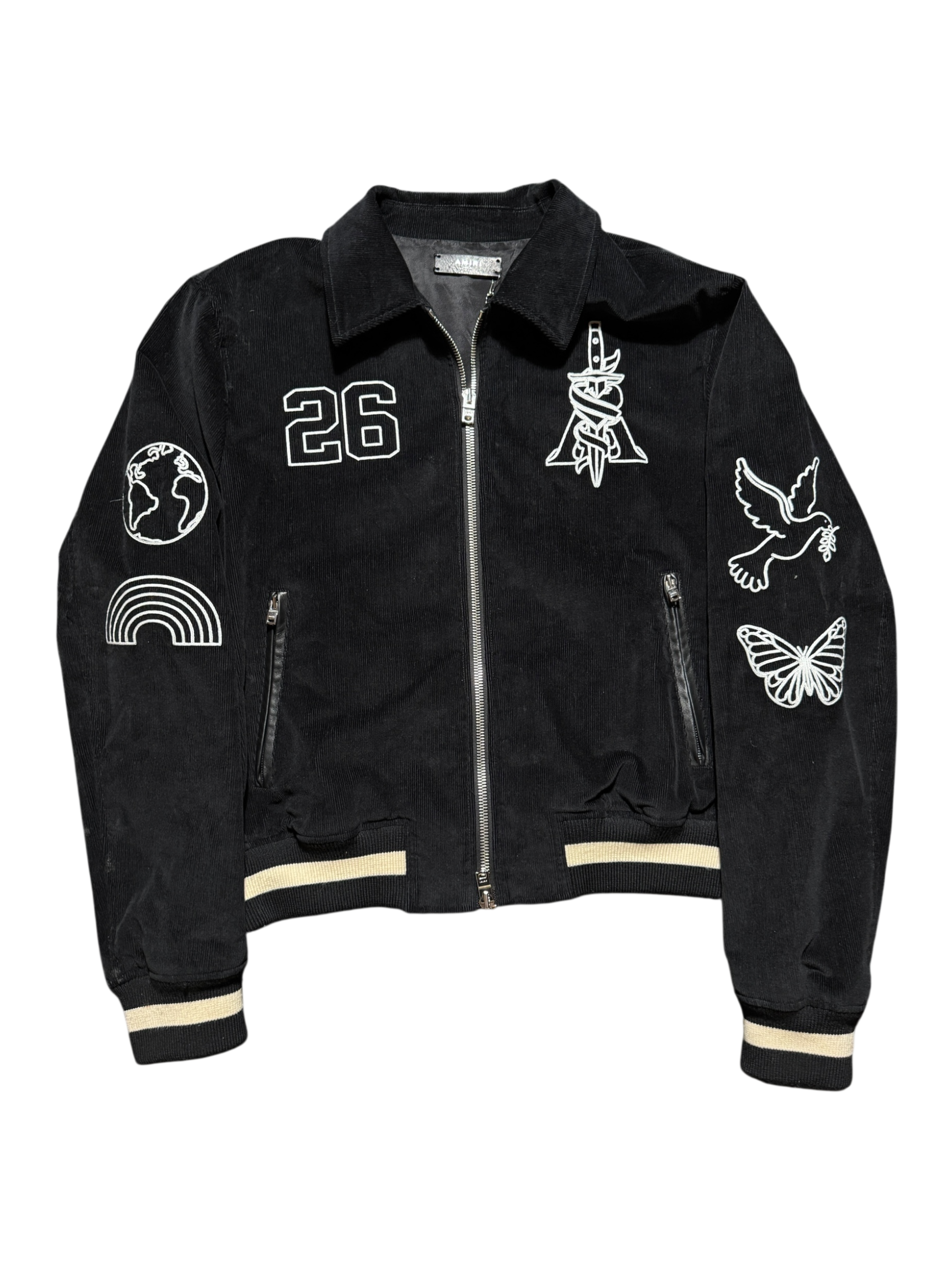 Amiri Corduroy Brothers Varsity Jacket Black