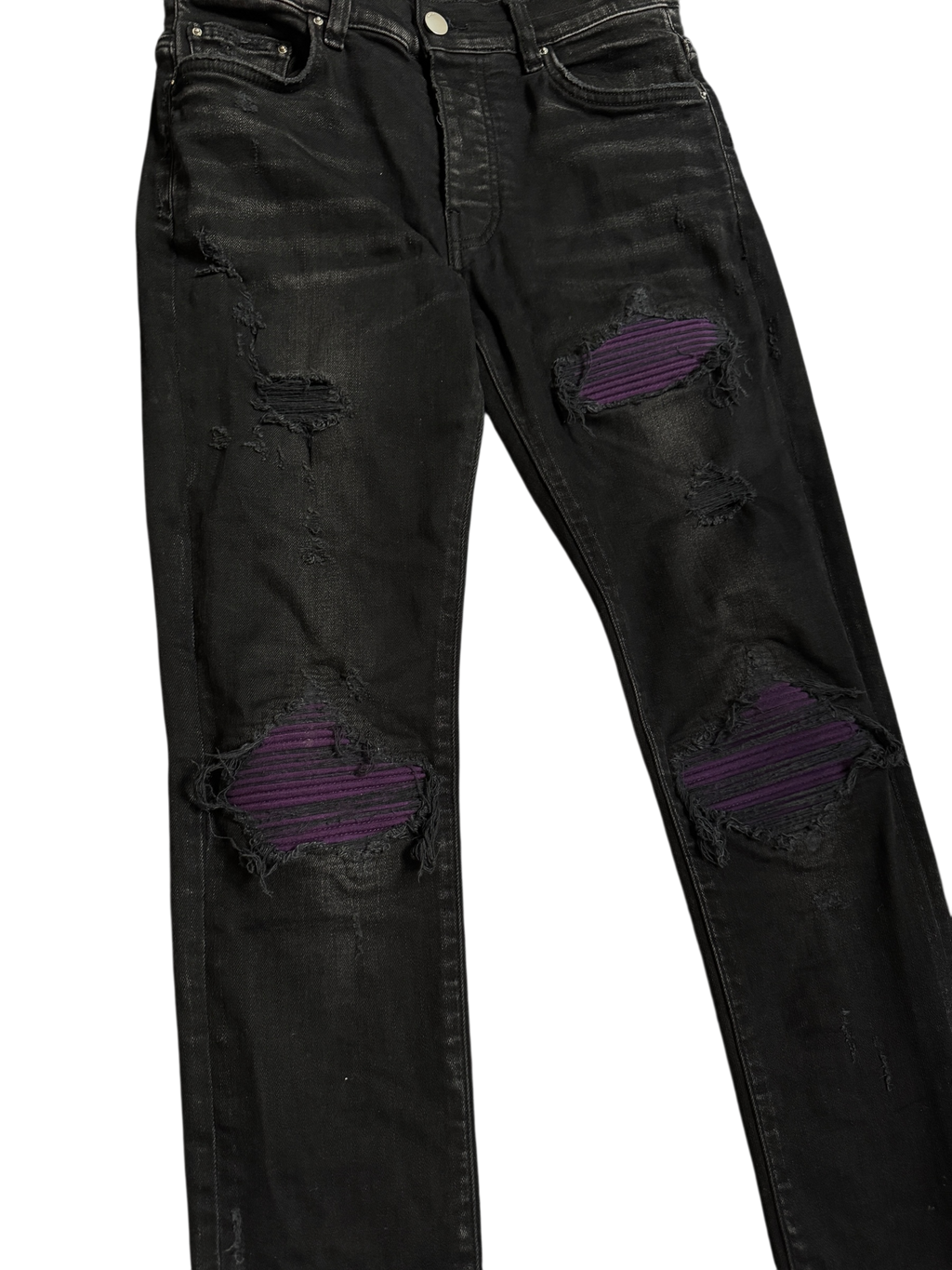 Amiri MX1 Black Purple Patch Jeans