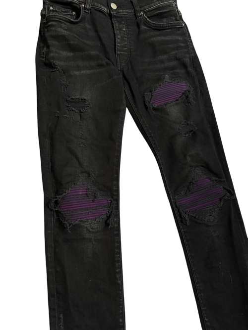Amiri MX1 Black Purple Patch Jeans