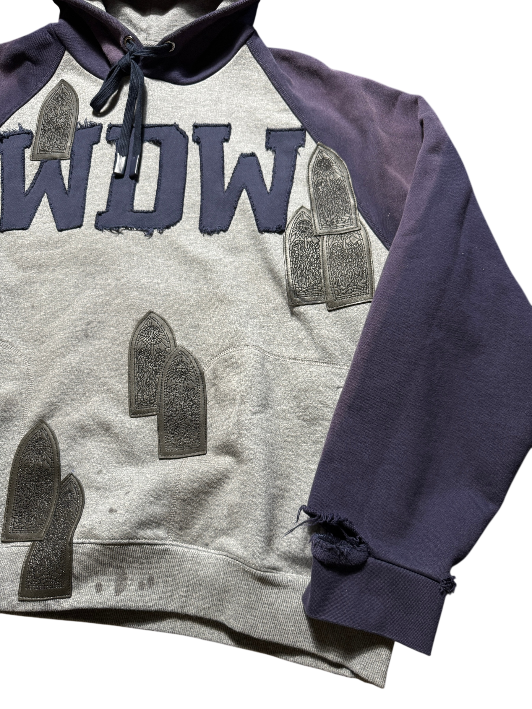 Who Decides War Faded Navy Grey Patch Hoodie