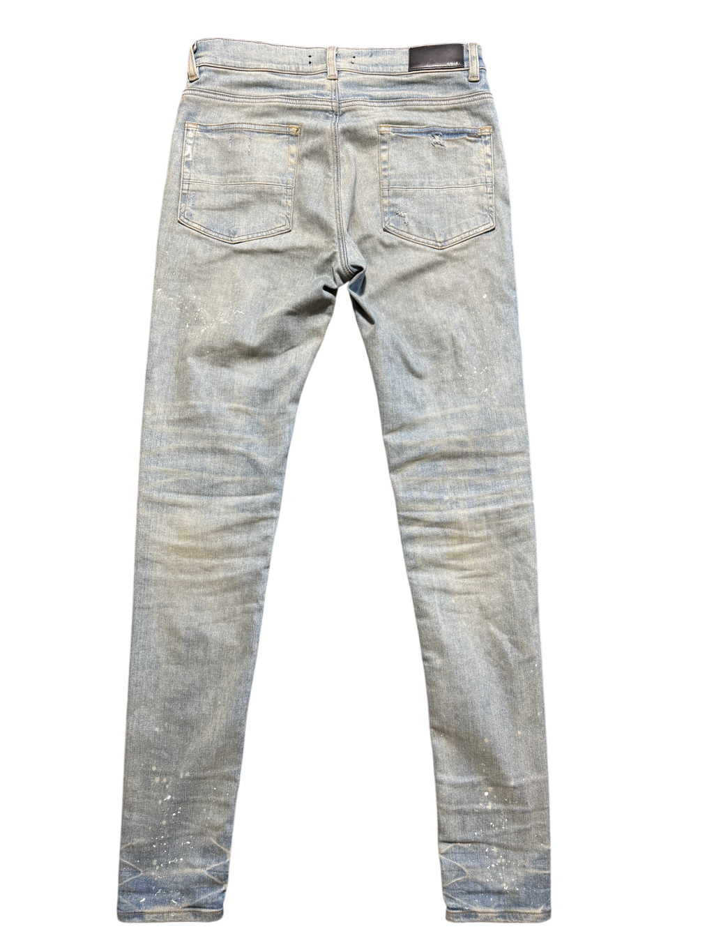 Amiri Mx1 Light Wash Green Plaid Patch Jeans