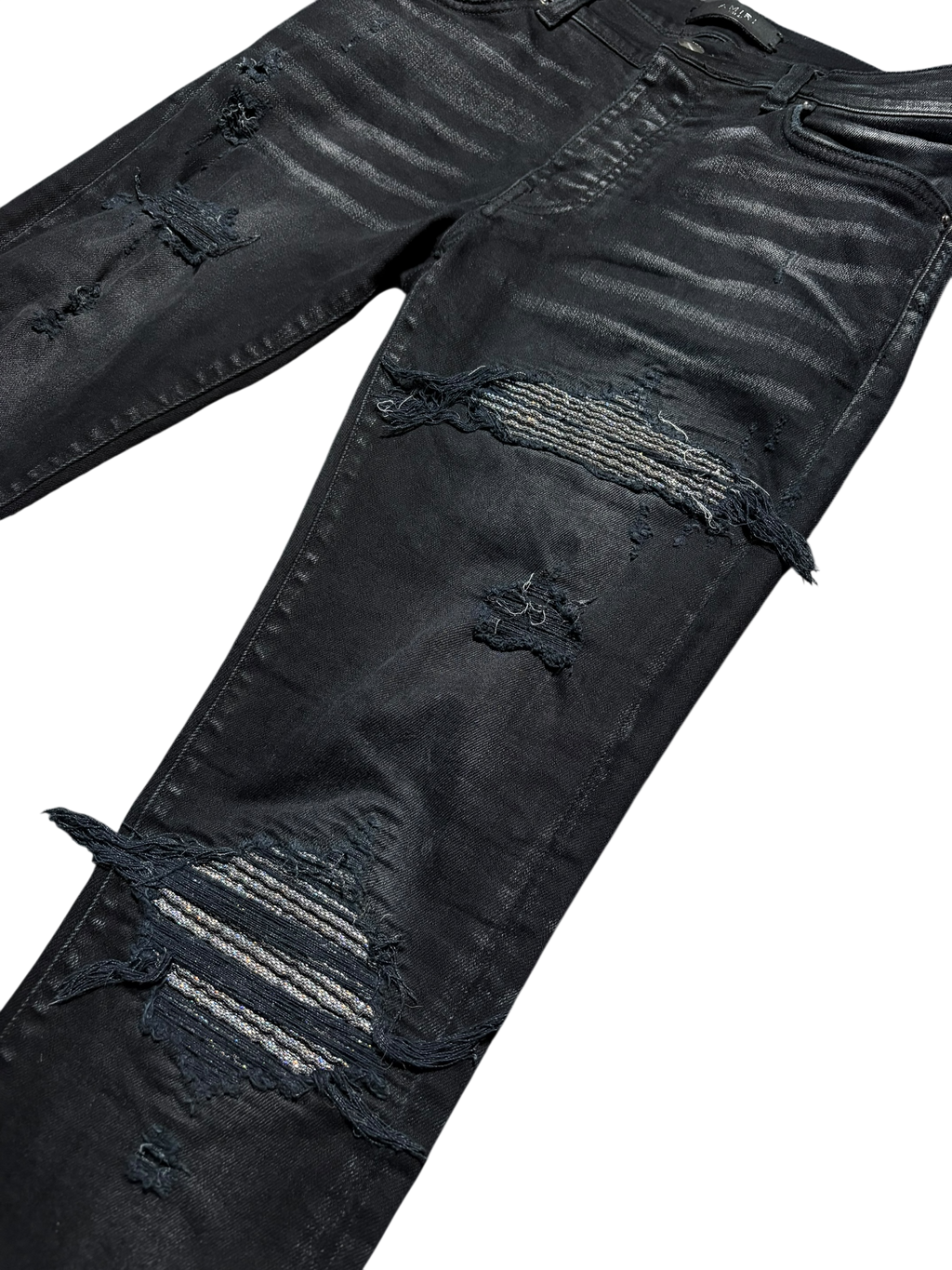 Amiri MX1 Black Iridescent Patch Jeans