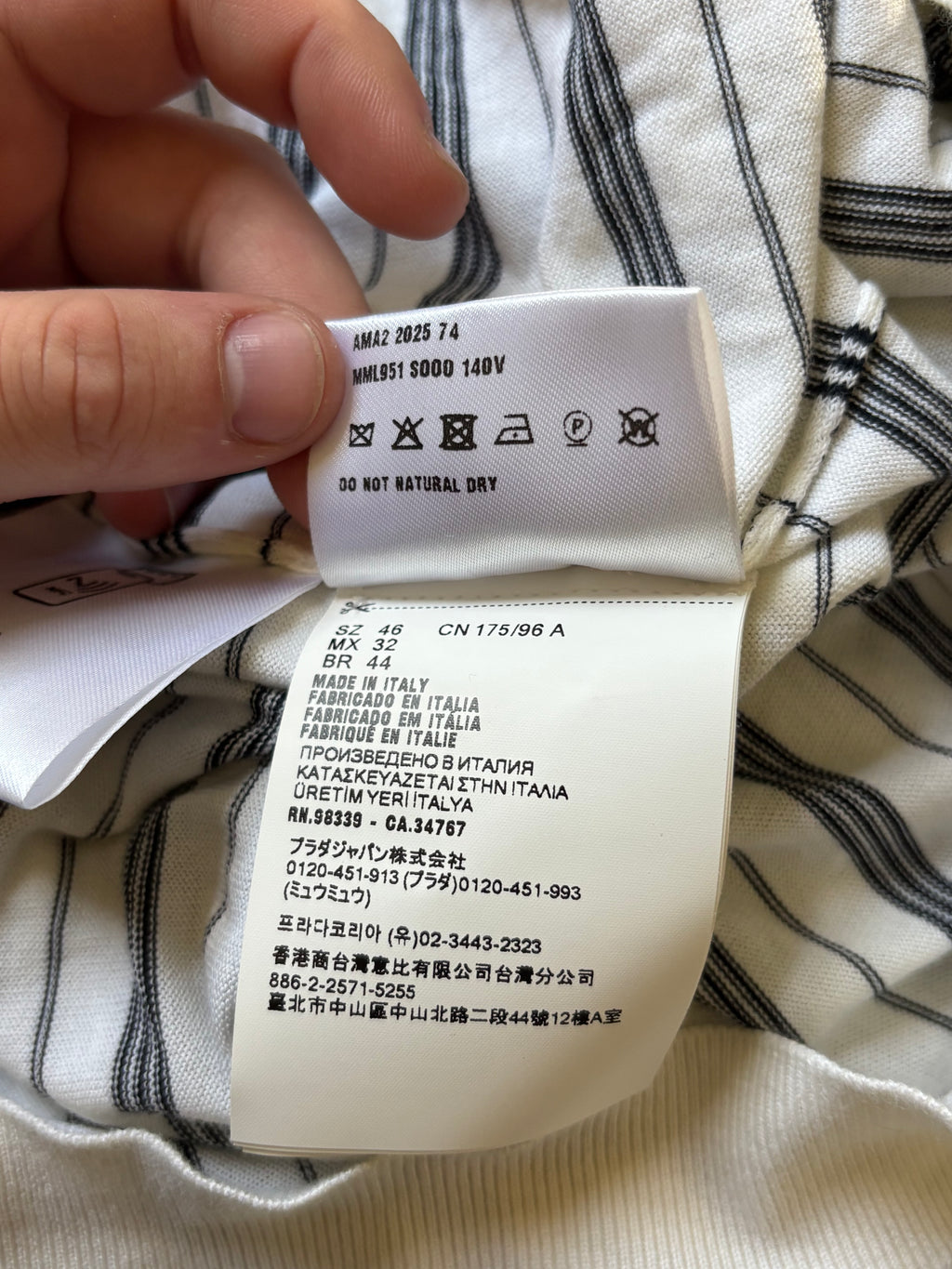 Miu Miu Knit Polo Stripe Logo Long Sleeve Shirt